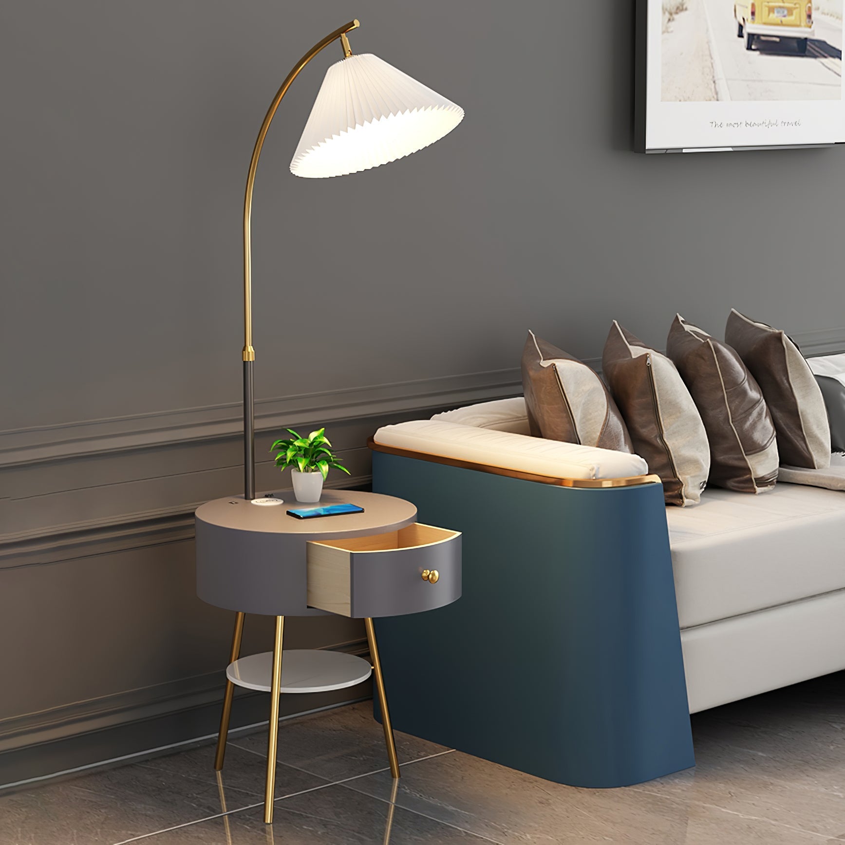 Pleated Arc Floor Light Floor Lamp