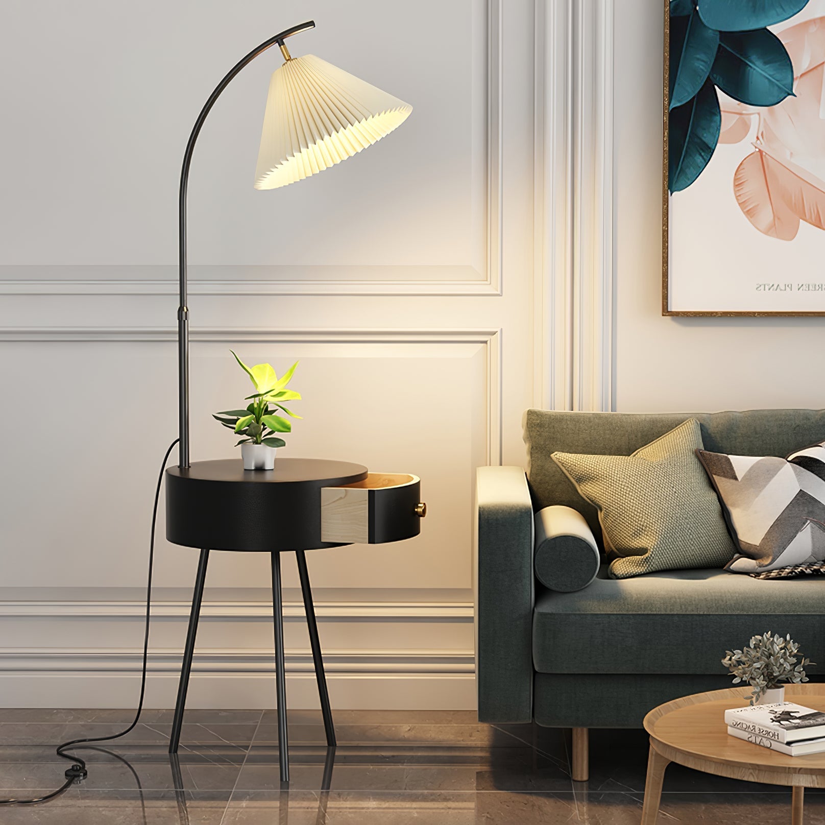 Pleated Arc Floor Light Floor Lamp