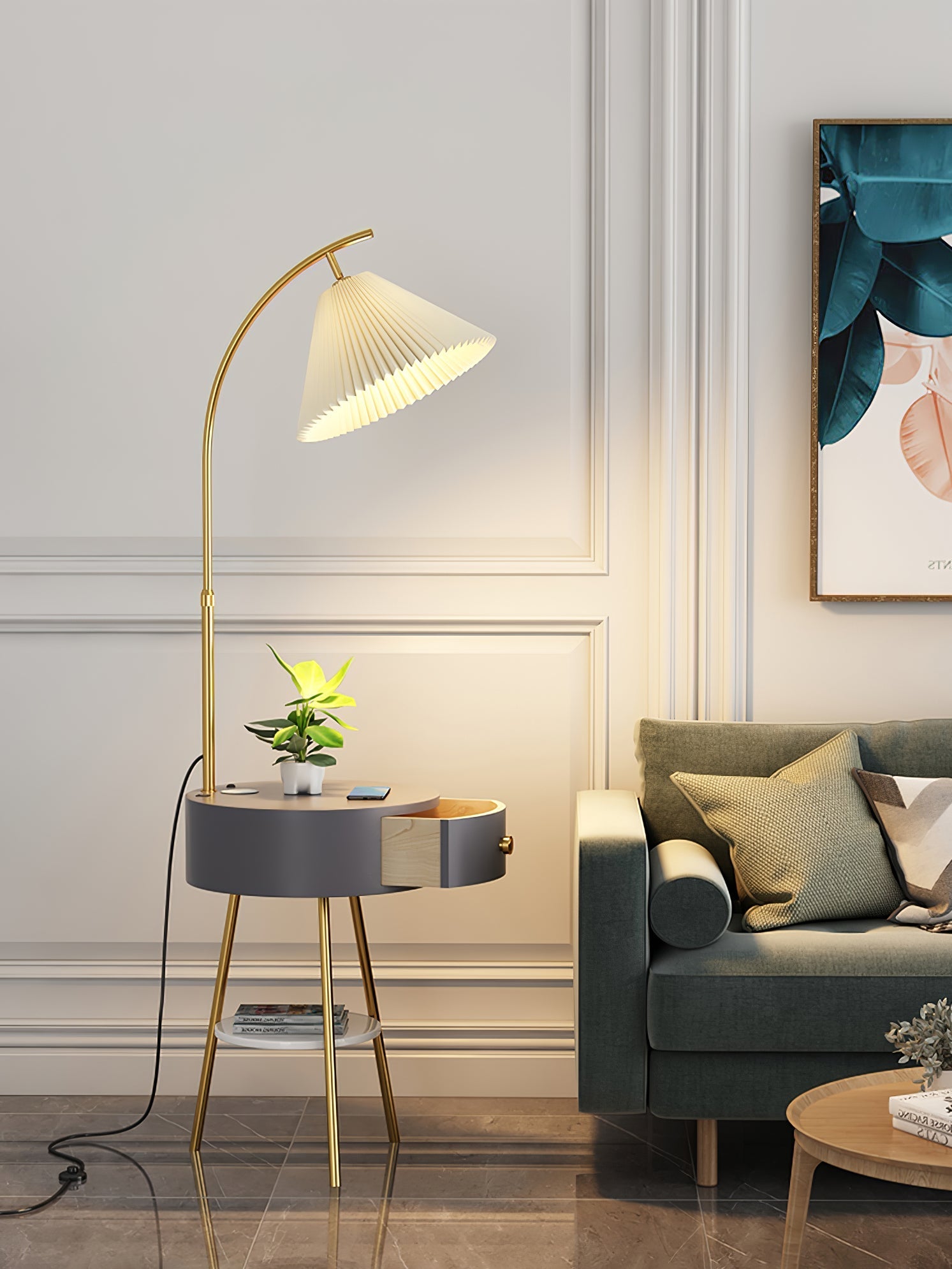 Pleated Arc Floor Light Floor Lamp