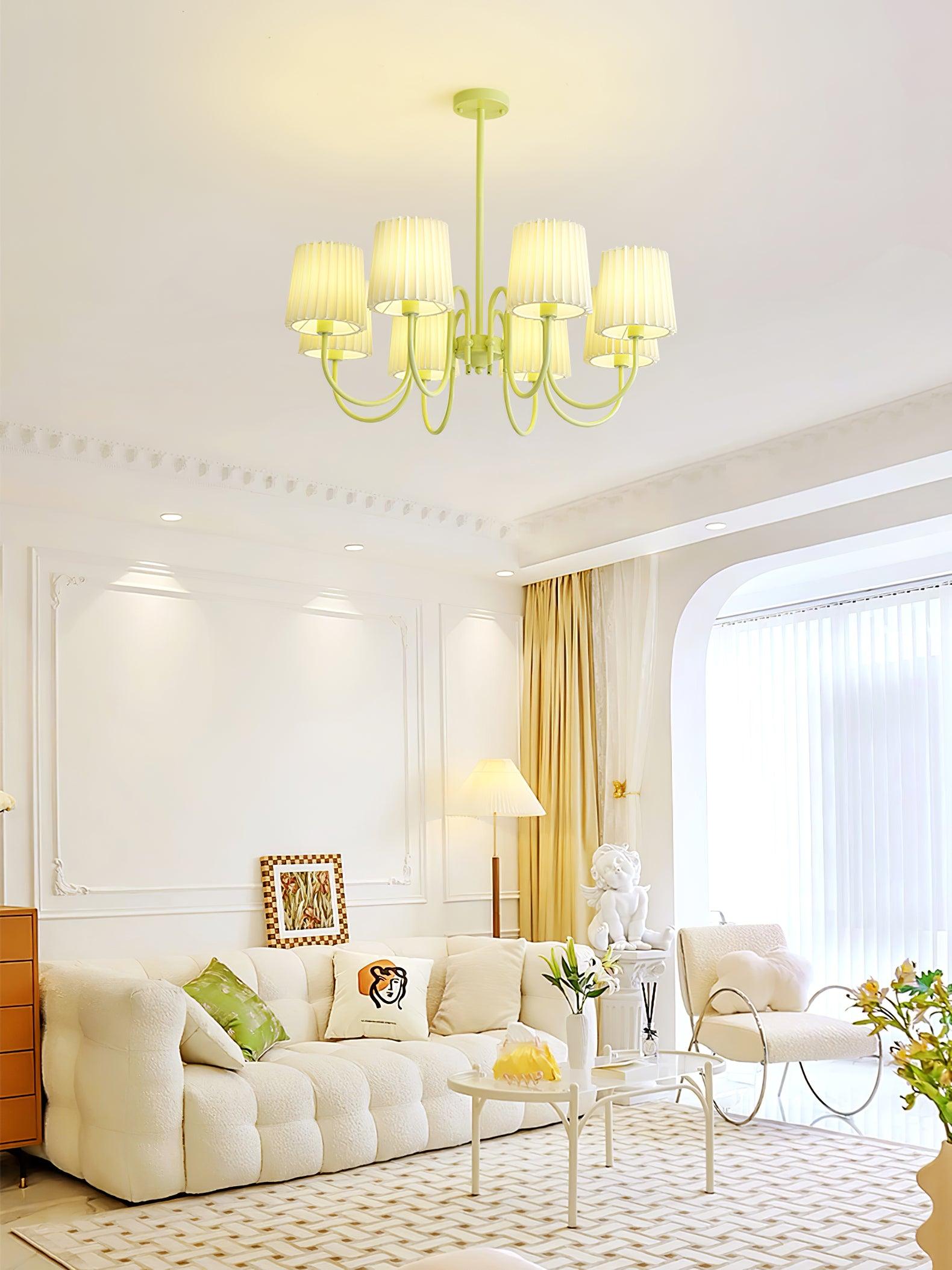 Pleated Fabric Matcha Chandelier