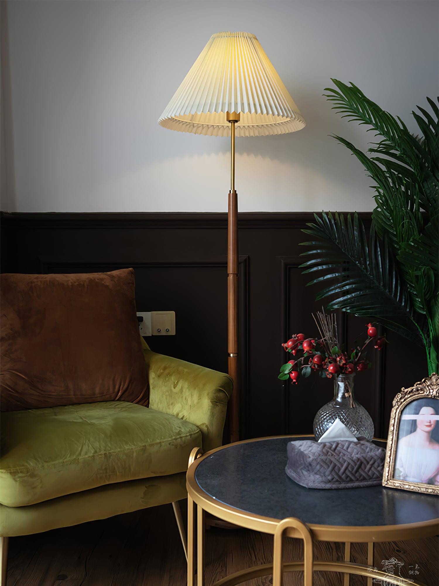 wood floor lamp shown as a main product image for reading corners