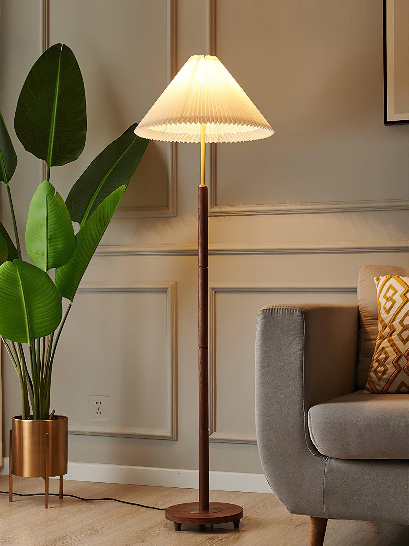 Close-up angle of Pleated Tall Lamp Floor Lamp showing form and material detail