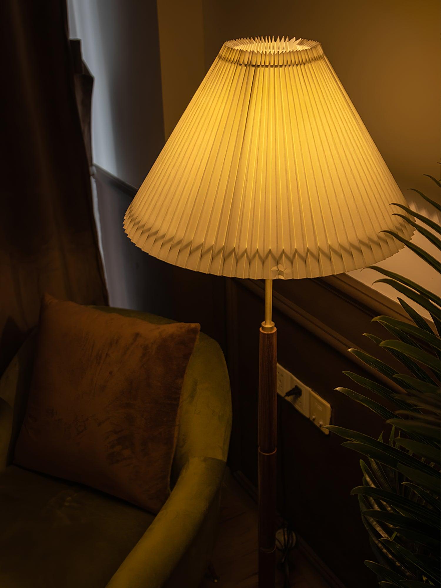 wood floor lamp shown as a main product image for reading corners