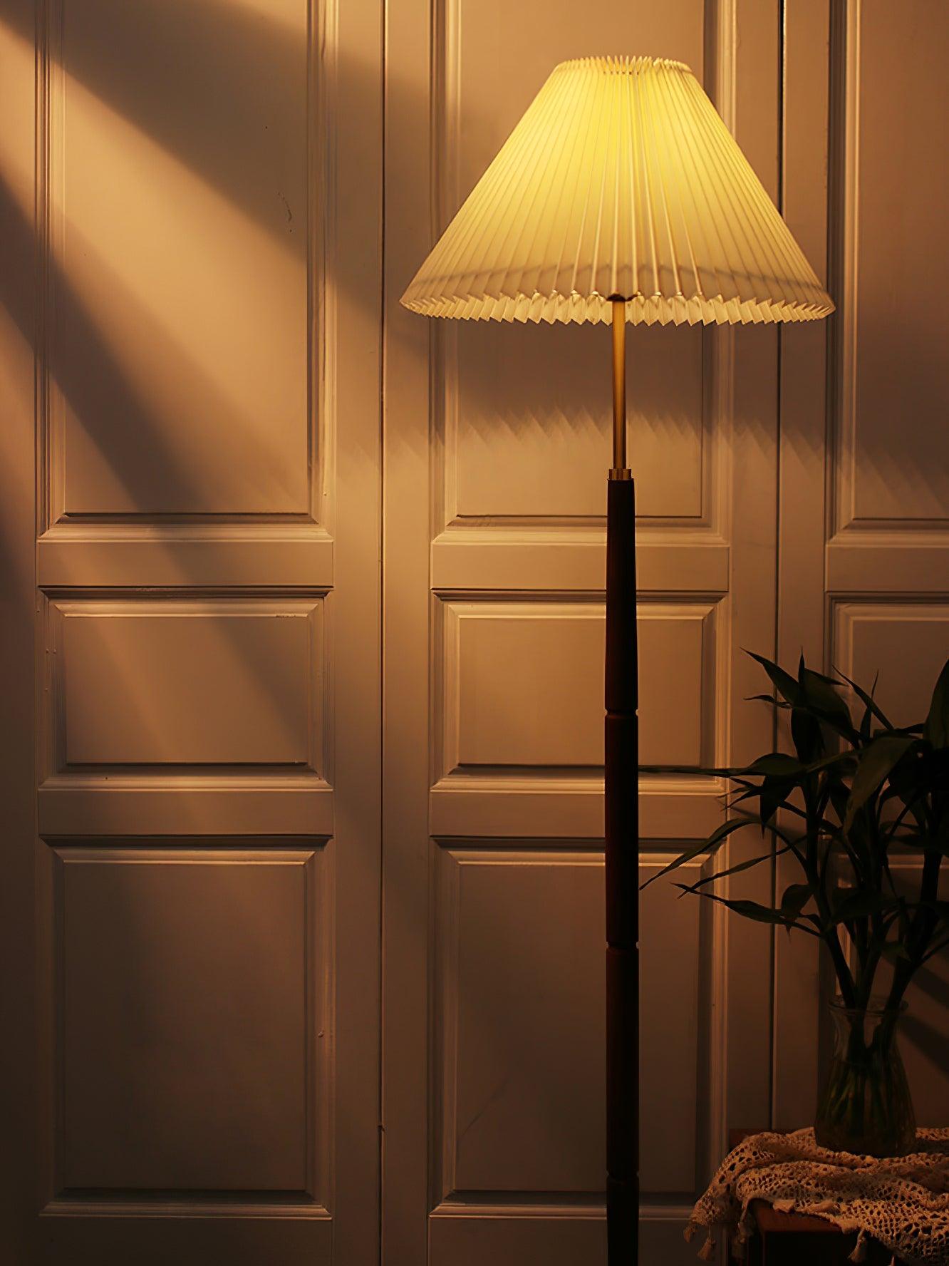 Close-up angle of Pleated Tall Lamp Floor Lamp showing form and material detail