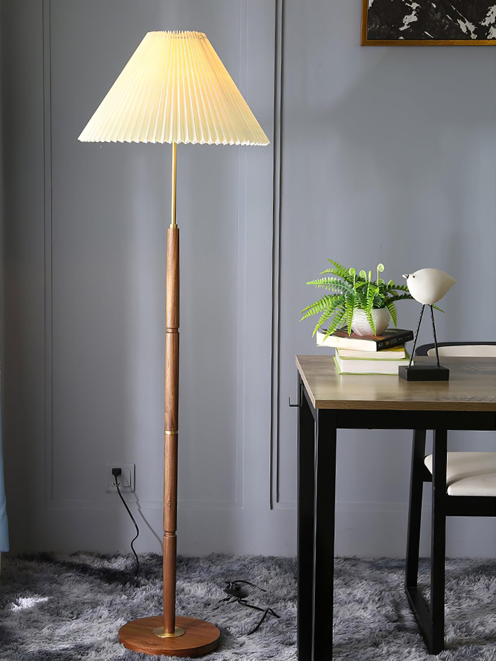 wood floor lamp shown as a main product image for reading corners