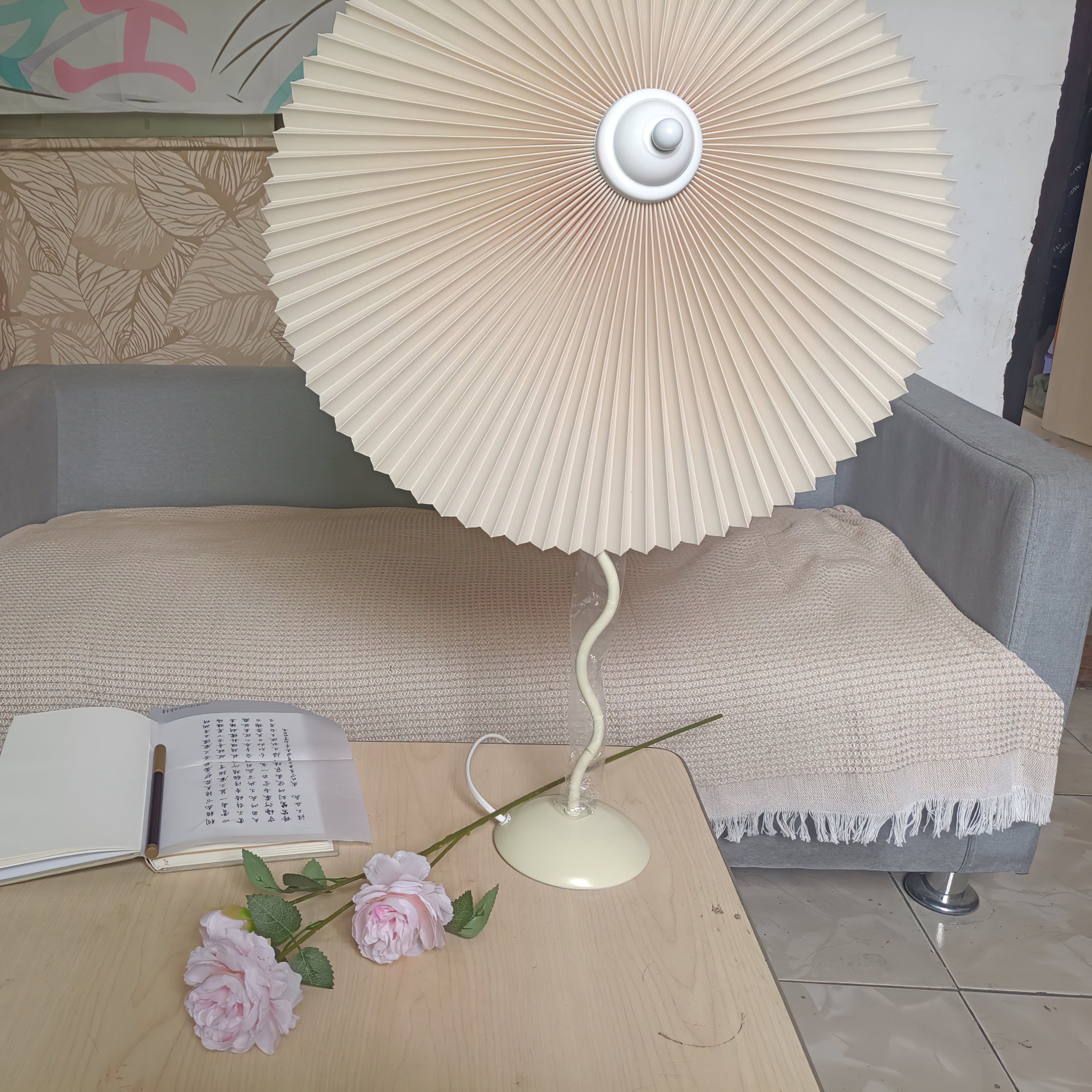 Pleated Hat Portable Lamp Table Lamp