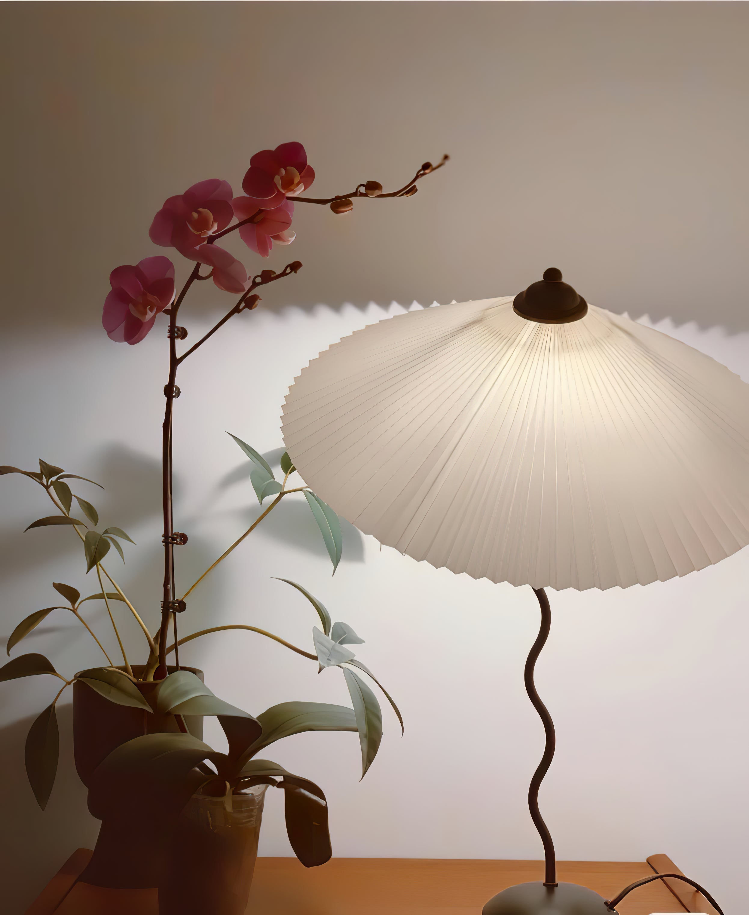 Pleated Hat Portable Lamp Table Lamp