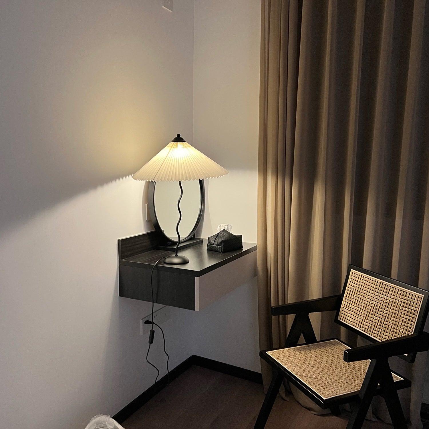 Pleated Hat Portable Lamp Table Lamp