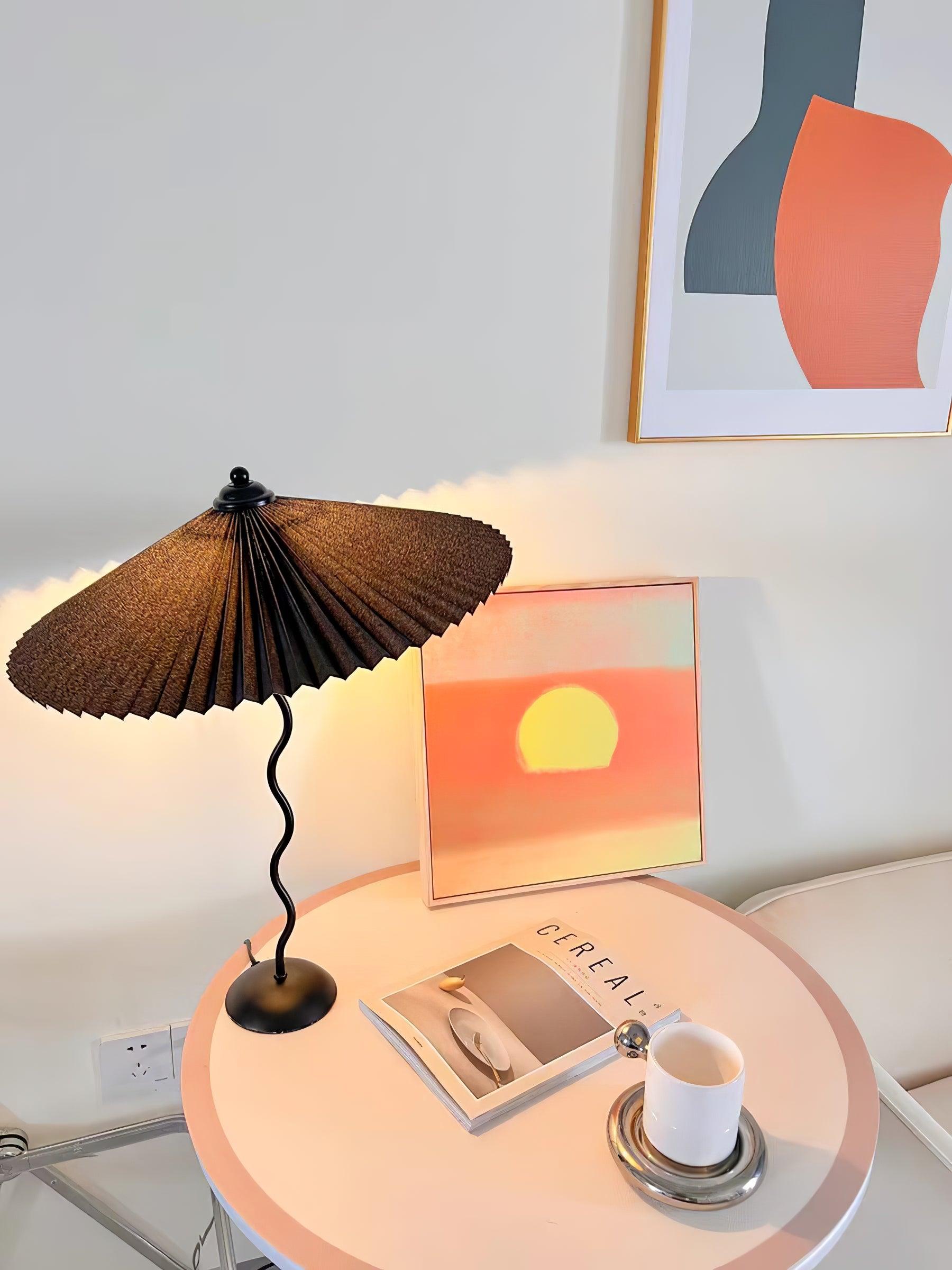 Pleated Hat Portable Lamp Table Lamp