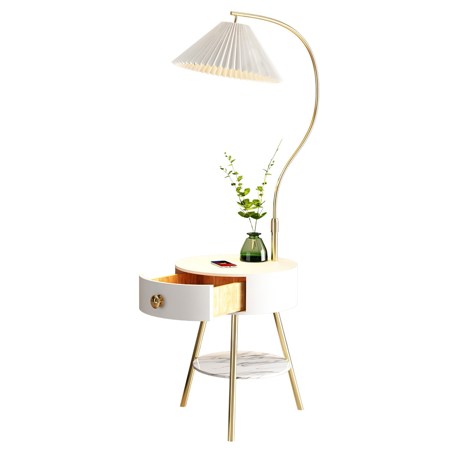 Pleated Nightstand Floor Light Floor Lamp