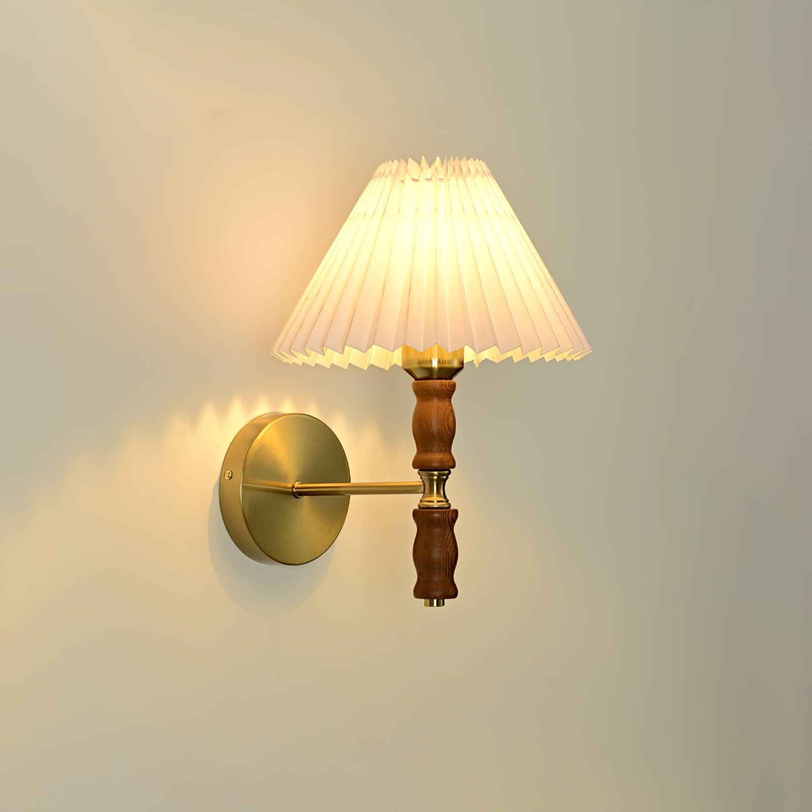 Pleated Walnut Lamp Bracket Wall Light
