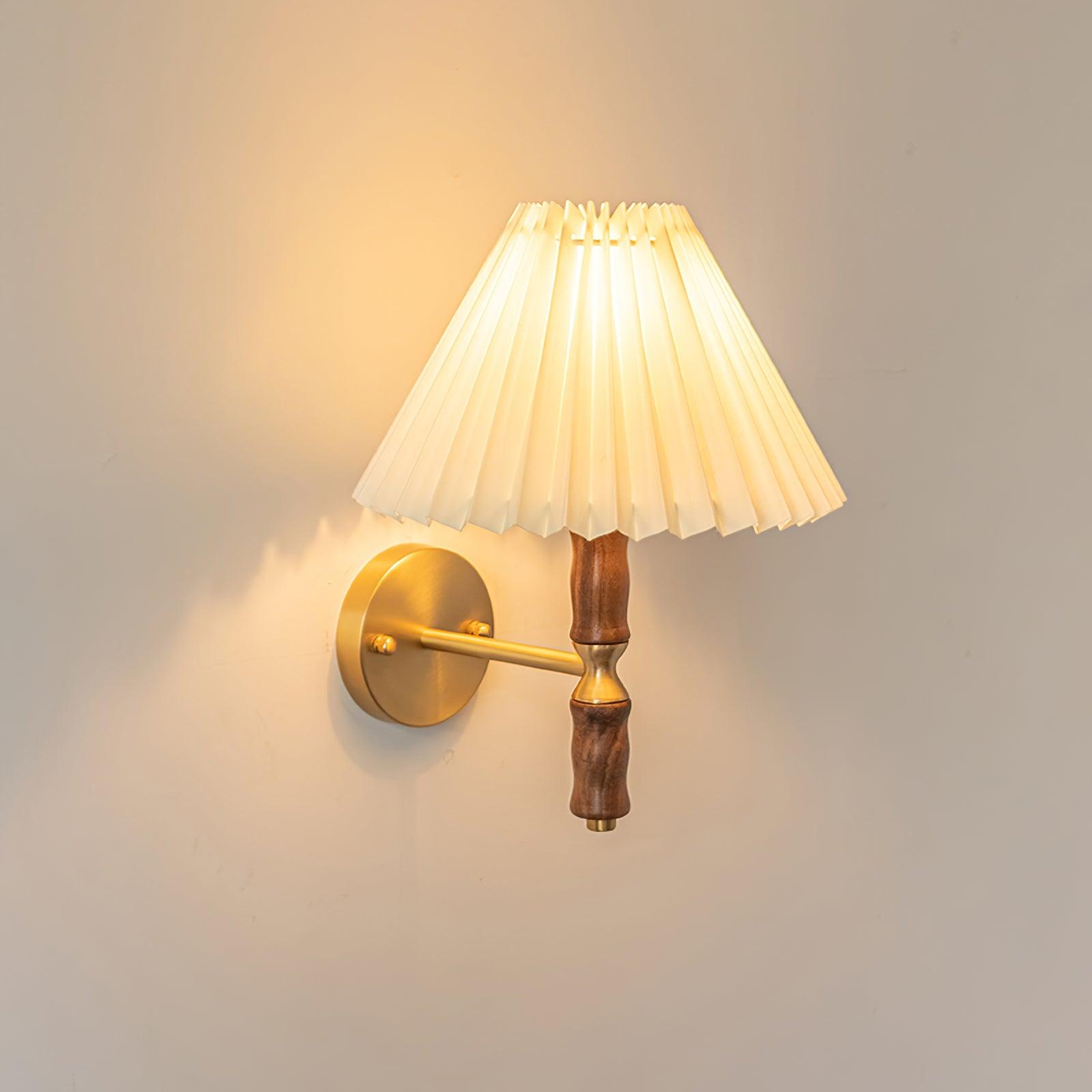 Pleated Walnut Lamp Bracket Wall Light