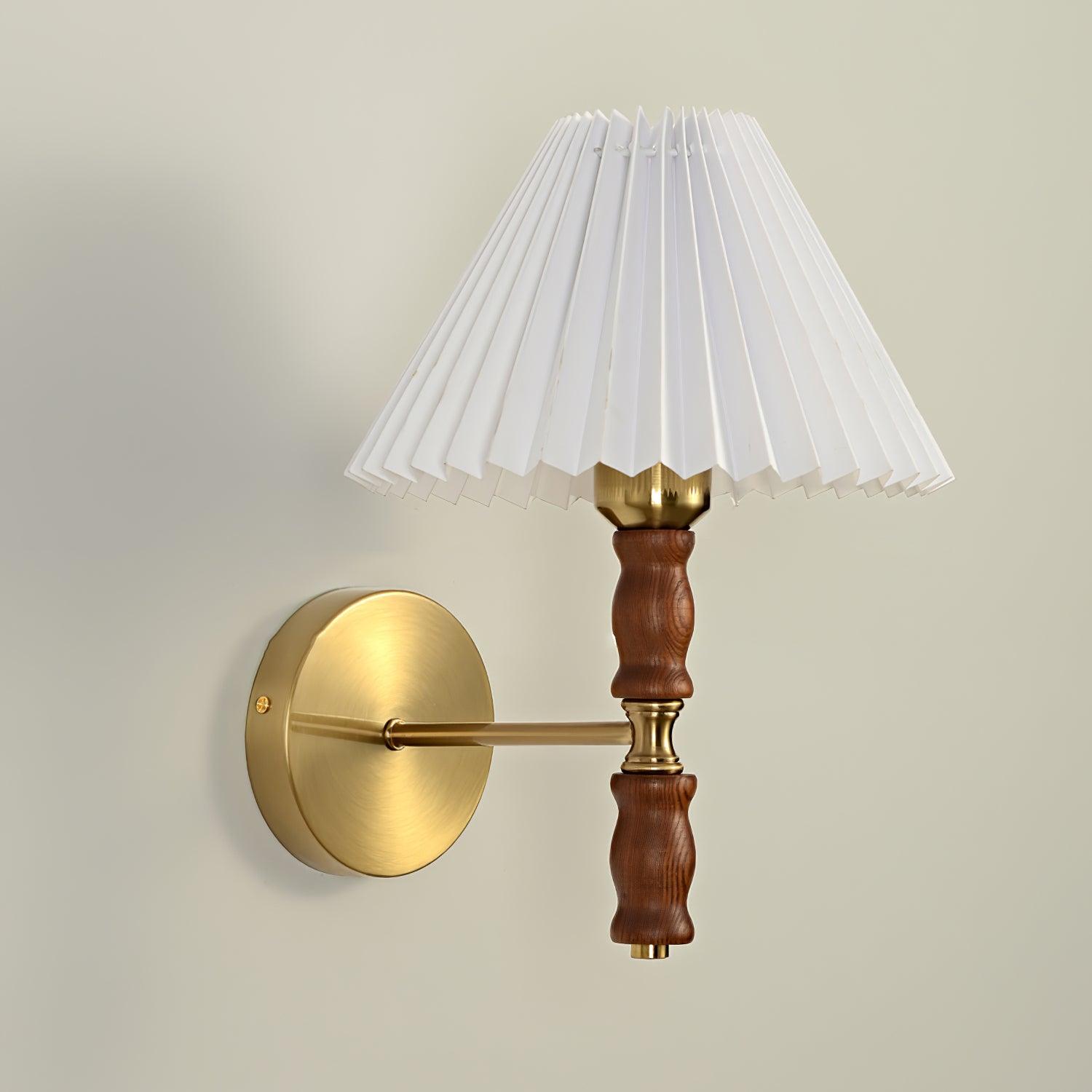 Pleated Walnut Lamp Bracket Wall Light