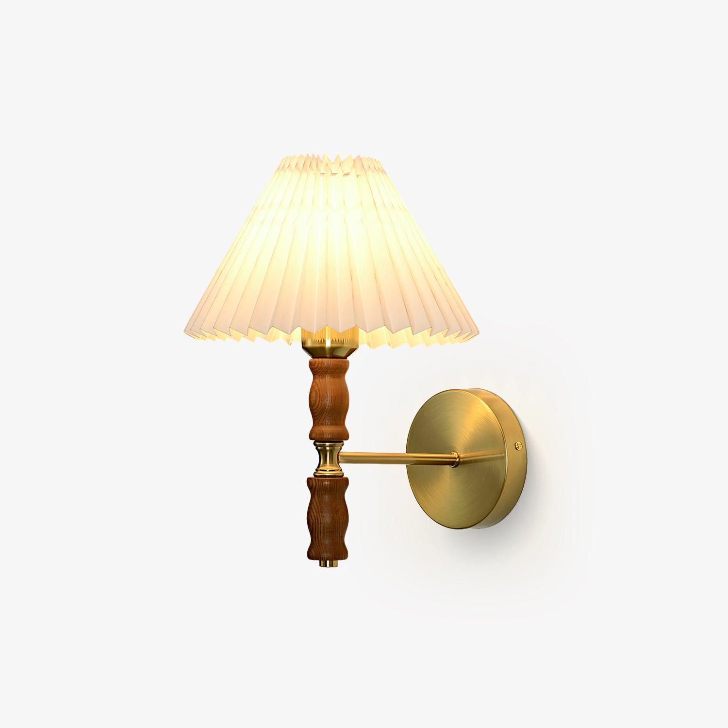 Pleated Walnut Lamp Bracket Wall Light