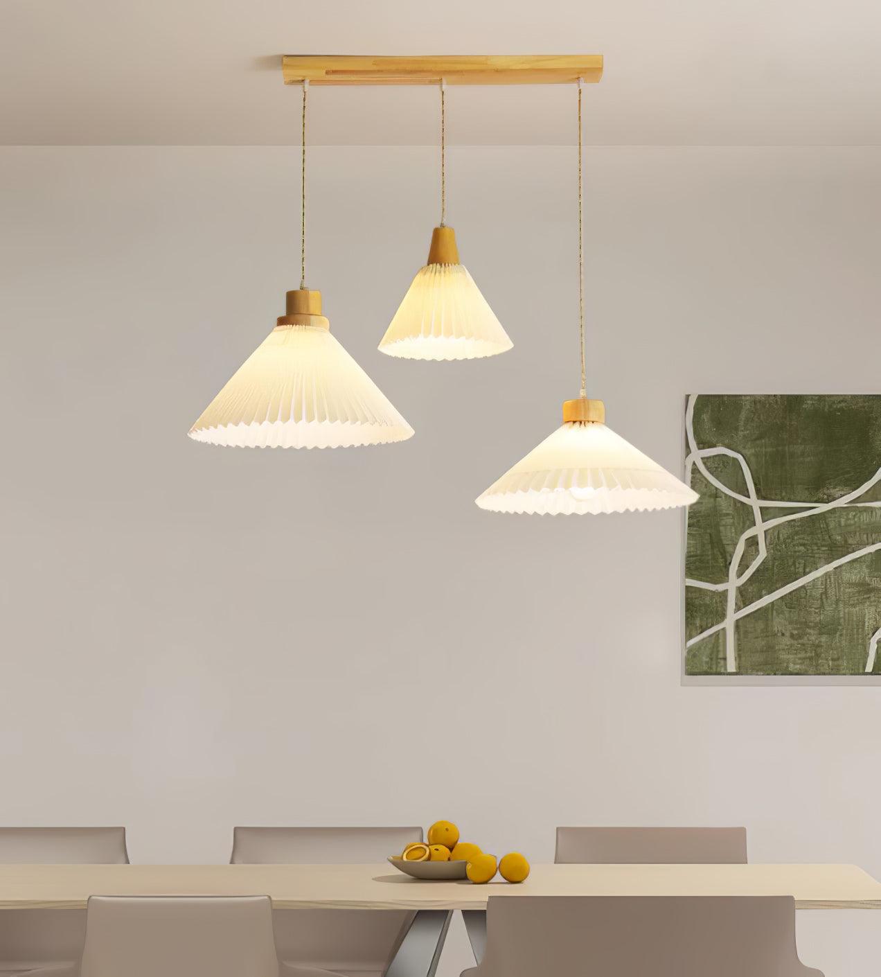 Pleated Wooden Ceiling Light Fitting detail view 9
