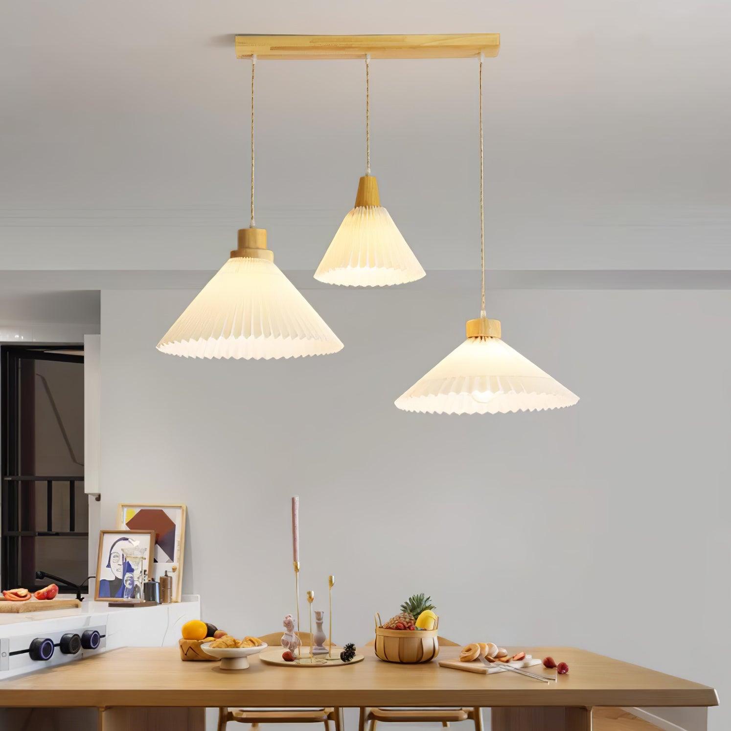 Pleated Wooden Ceiling Light Fitting detail view 10