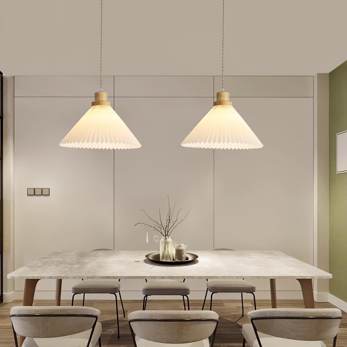 Pleated Wooden Ceiling Light Fitting detail view 12