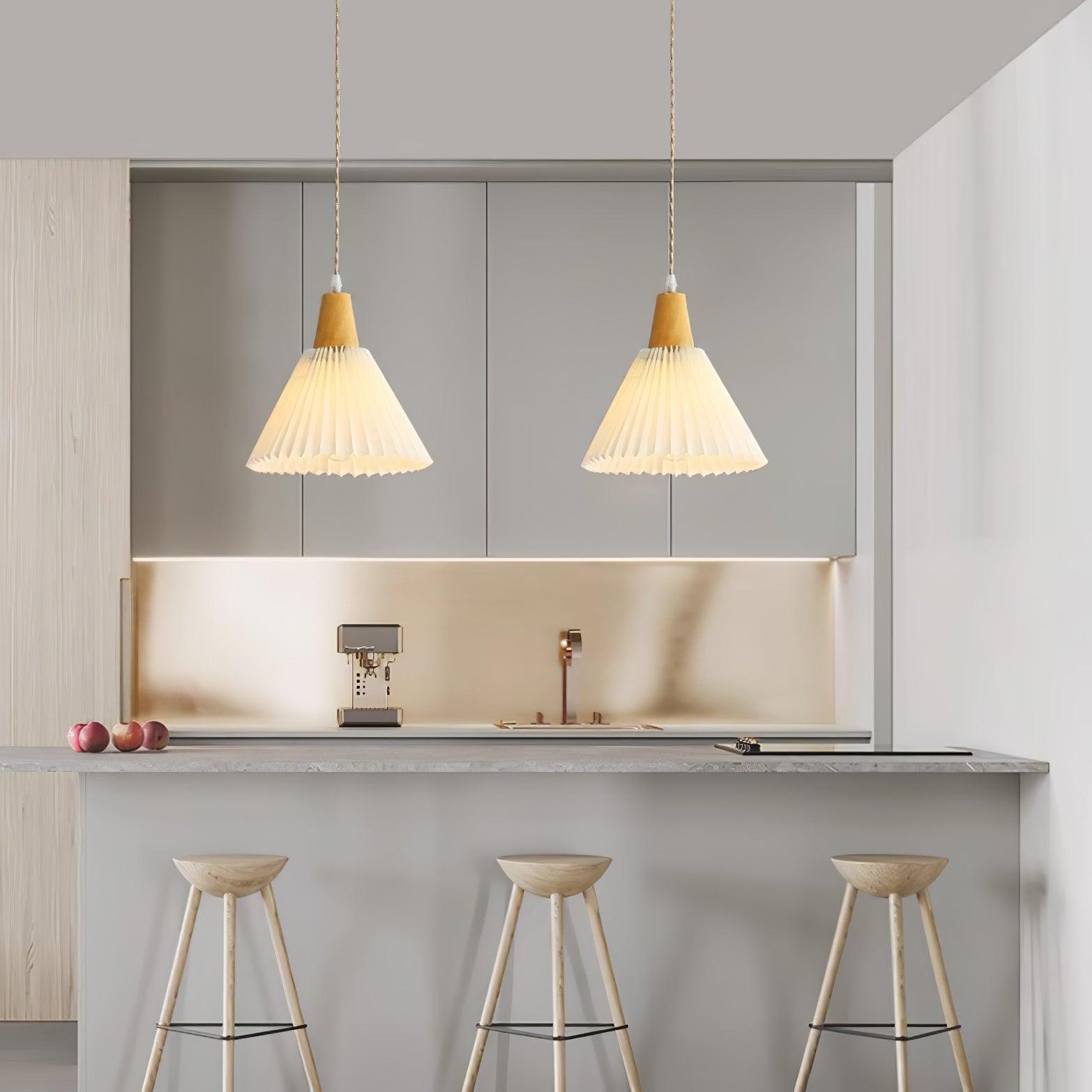 Pleated Wooden Ceiling Light Fitting detail view 17