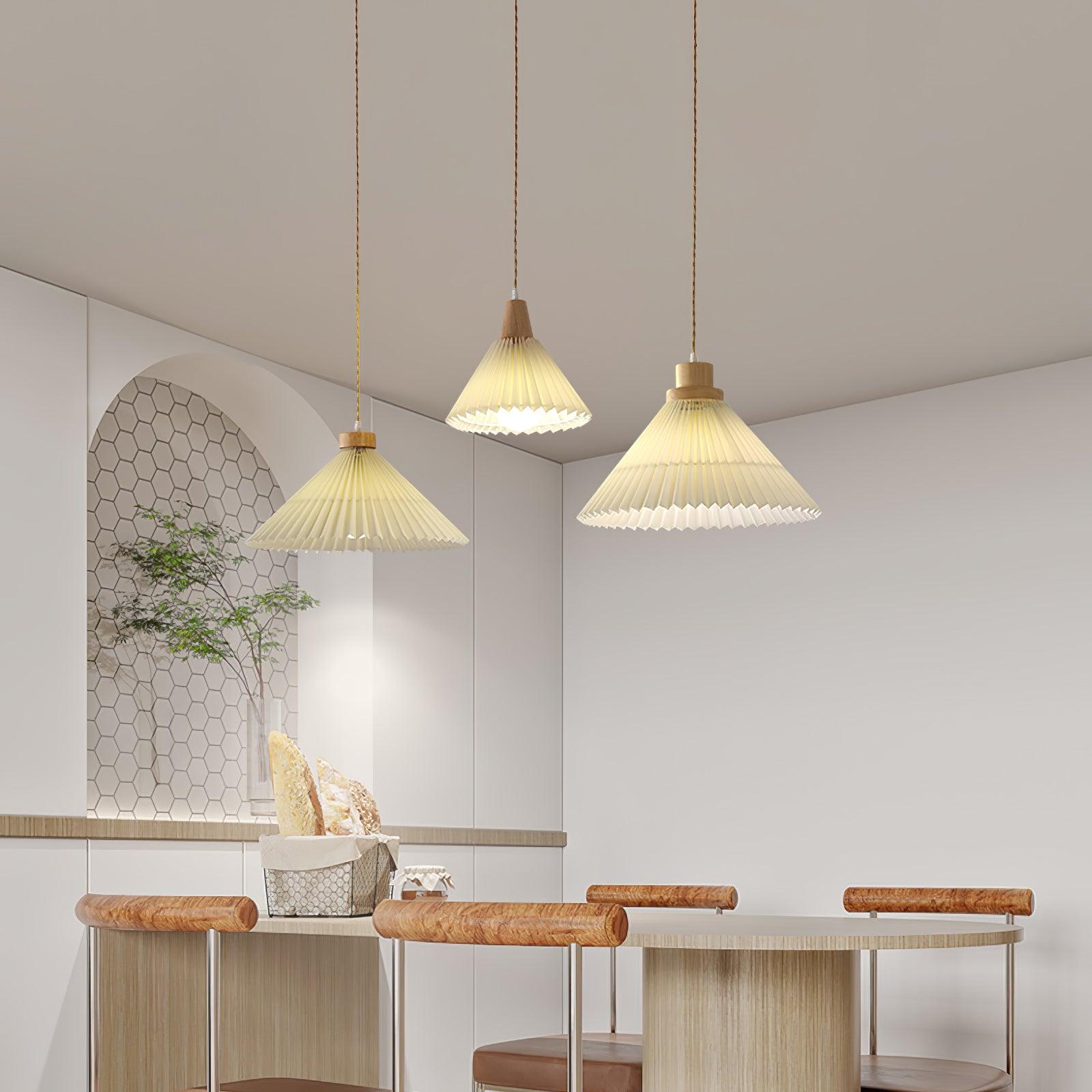 Pleated Wooden Ceiling Light Fitting detail view 22