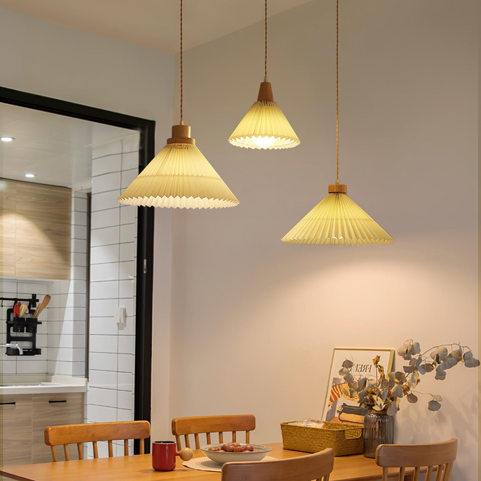 Pleated Wooden Ceiling Light Fitting detail view 4