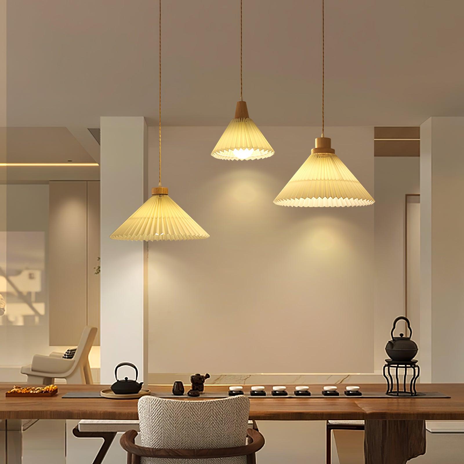 Pleated Wooden Ceiling Light Fitting detail view 7