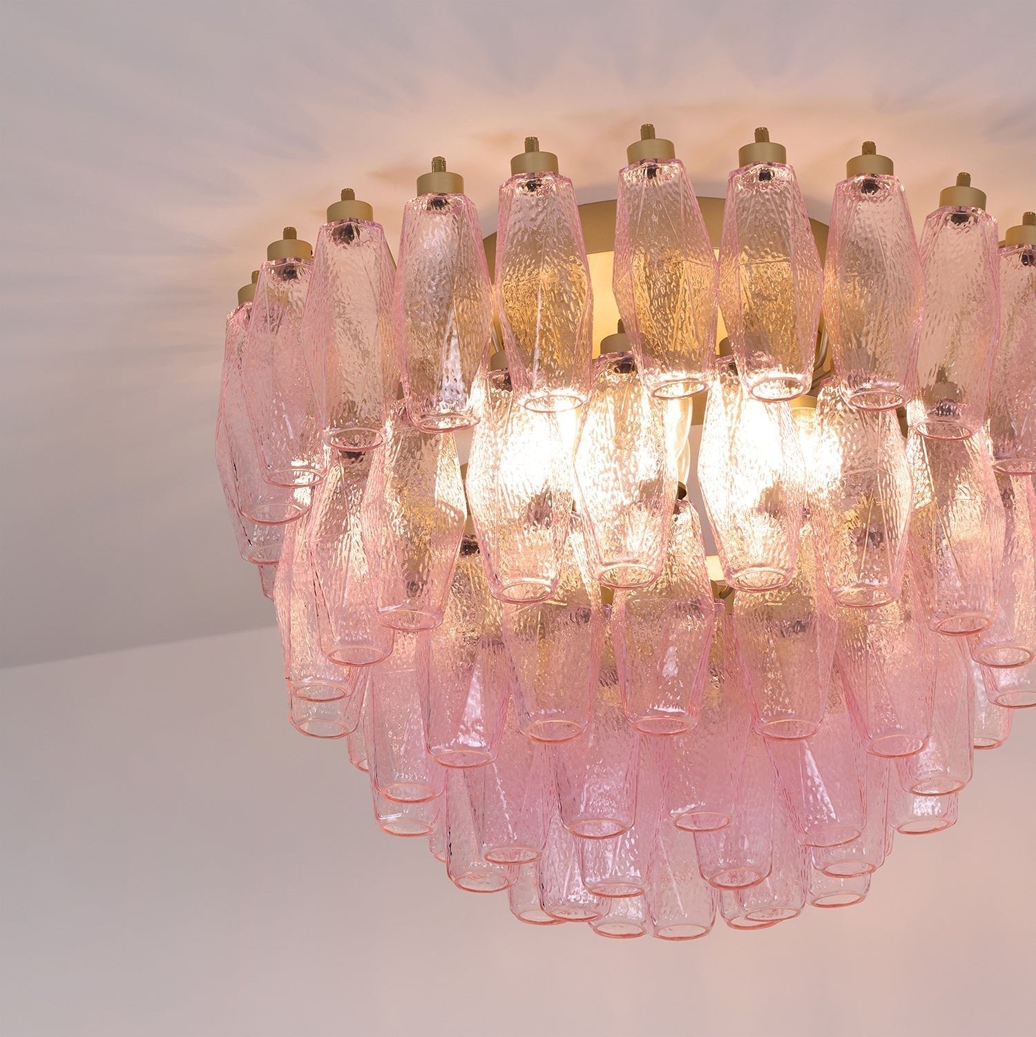 Poliedri Murano Pink Overhead Light Ceiling Light