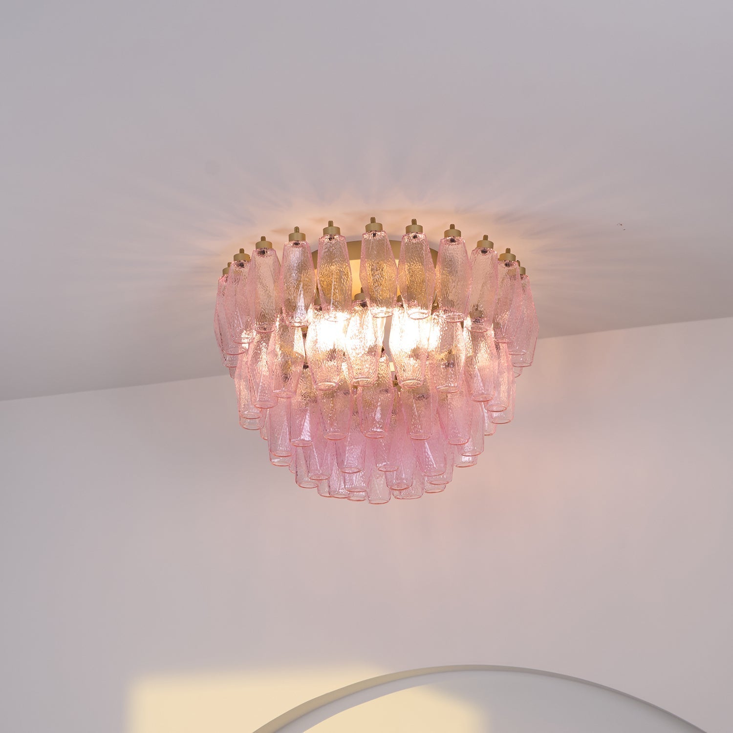 Poliedri Murano Pink Overhead Light Ceiling Light