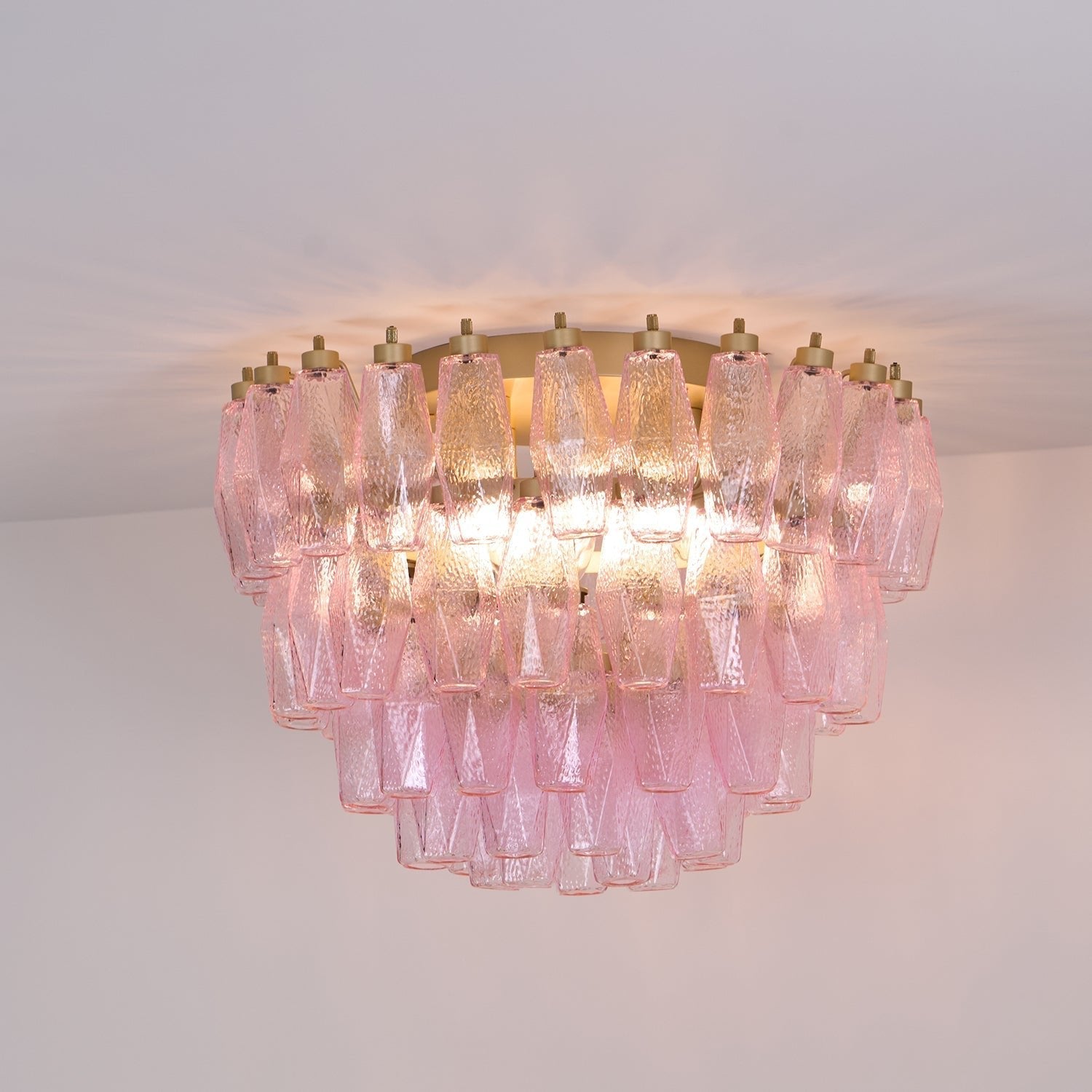 Poliedri Murano Pink Overhead Light Ceiling Light