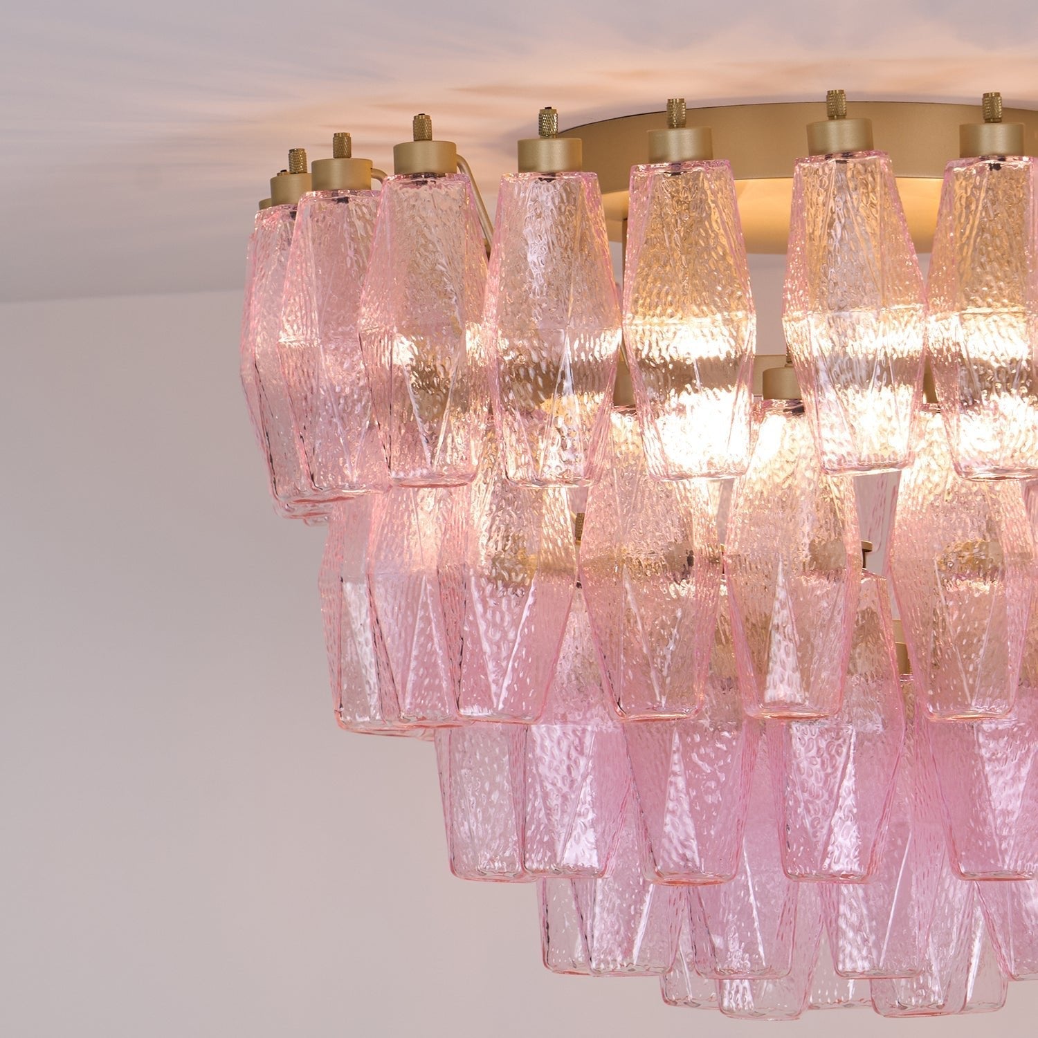 Poliedri Murano Pink Overhead Light Ceiling Light