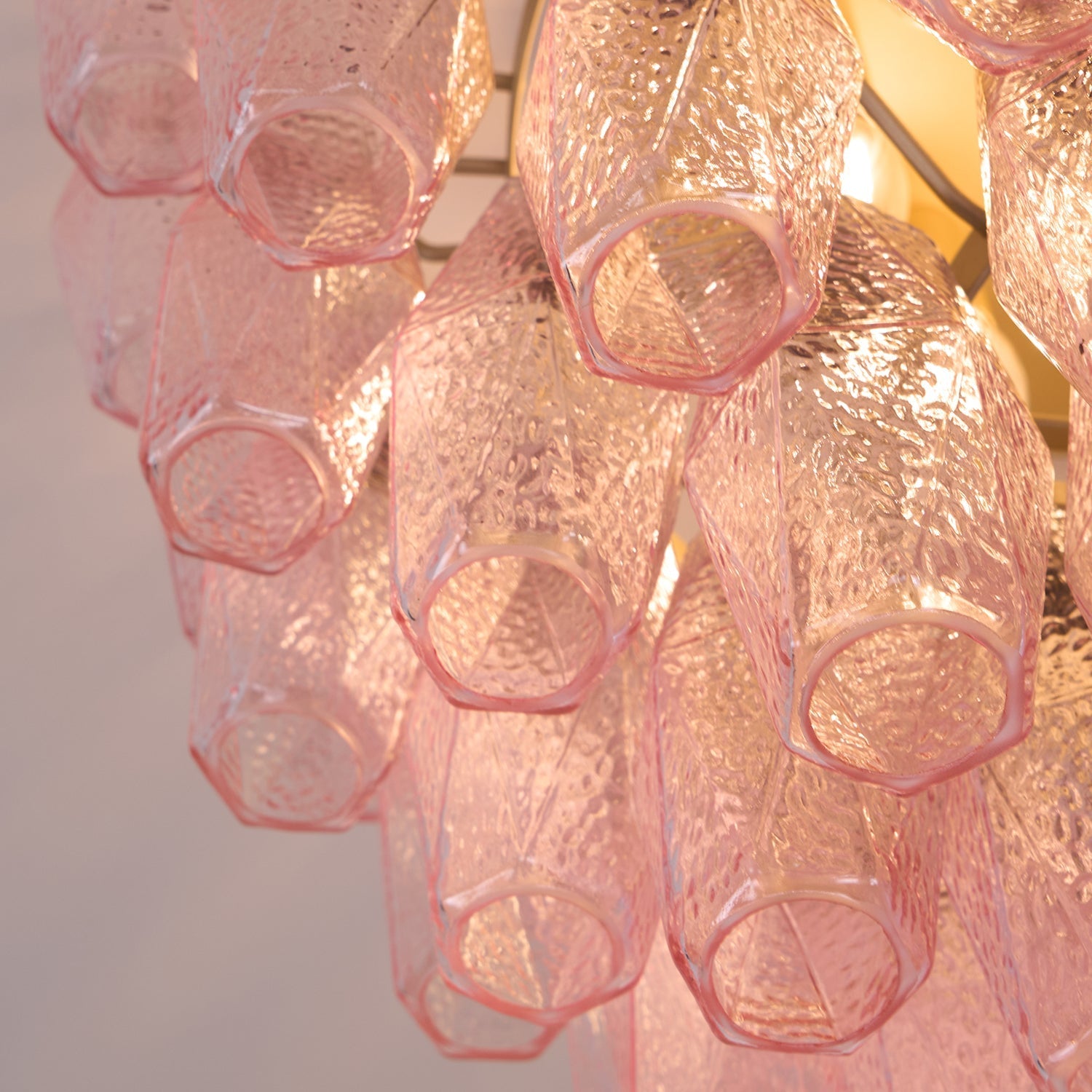 Poliedri Murano Pink Overhead Light Ceiling Light