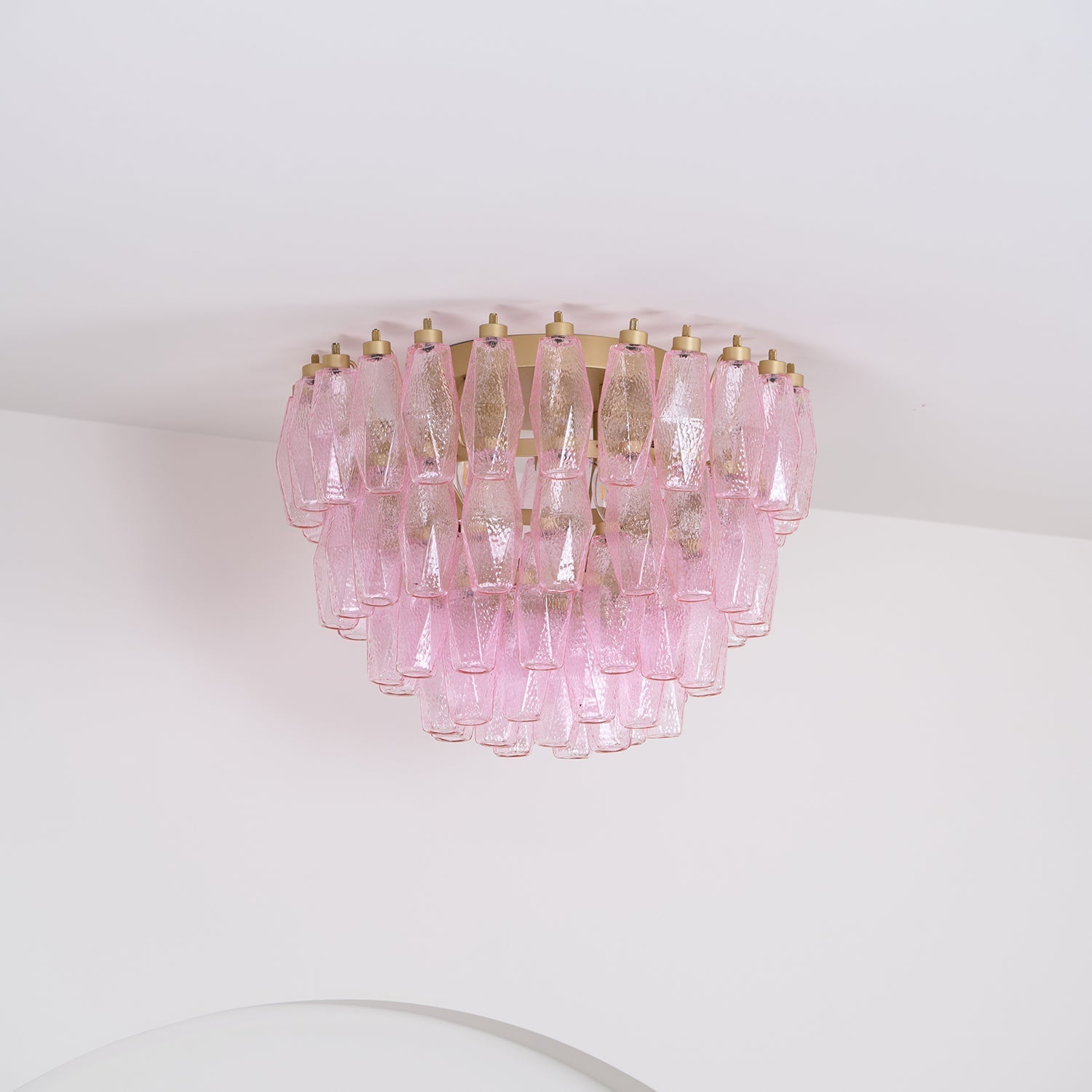 Poliedri Murano Pink Overhead Light Ceiling Light