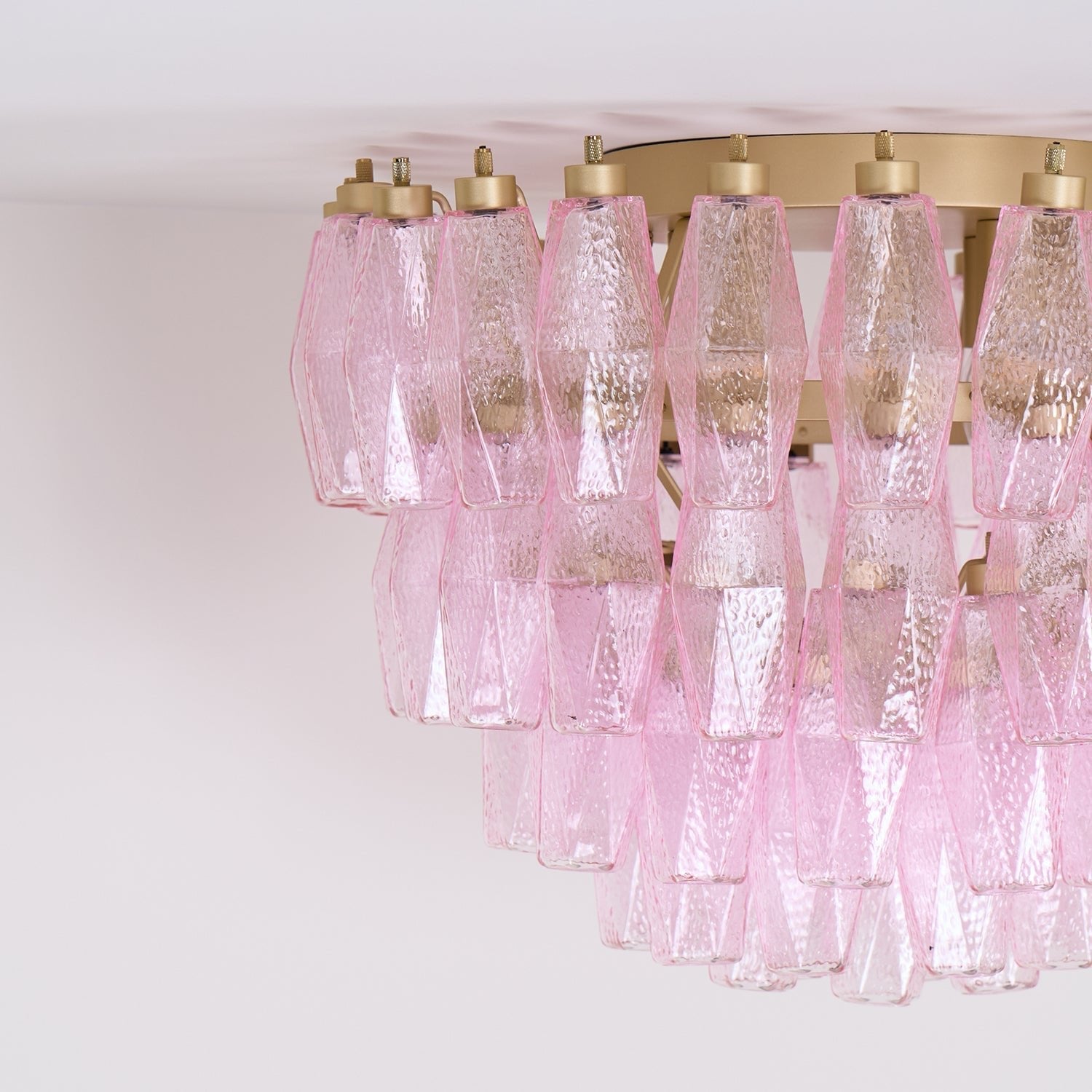Poliedri Murano Pink Overhead Light Ceiling Light
