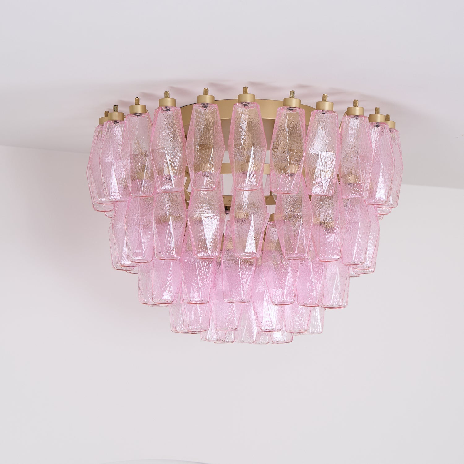 Poliedri Murano Pink Overhead Light Ceiling Light