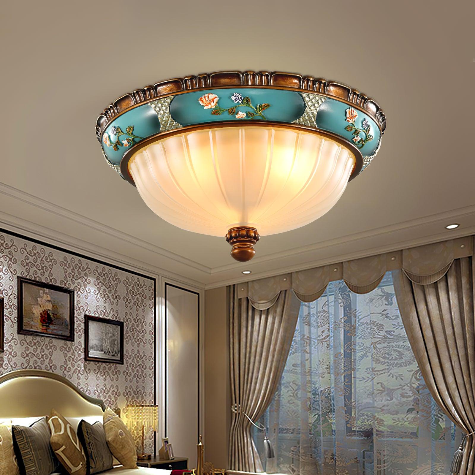 Retro Floral Resin Recessed Flush Mount Light Ceiling