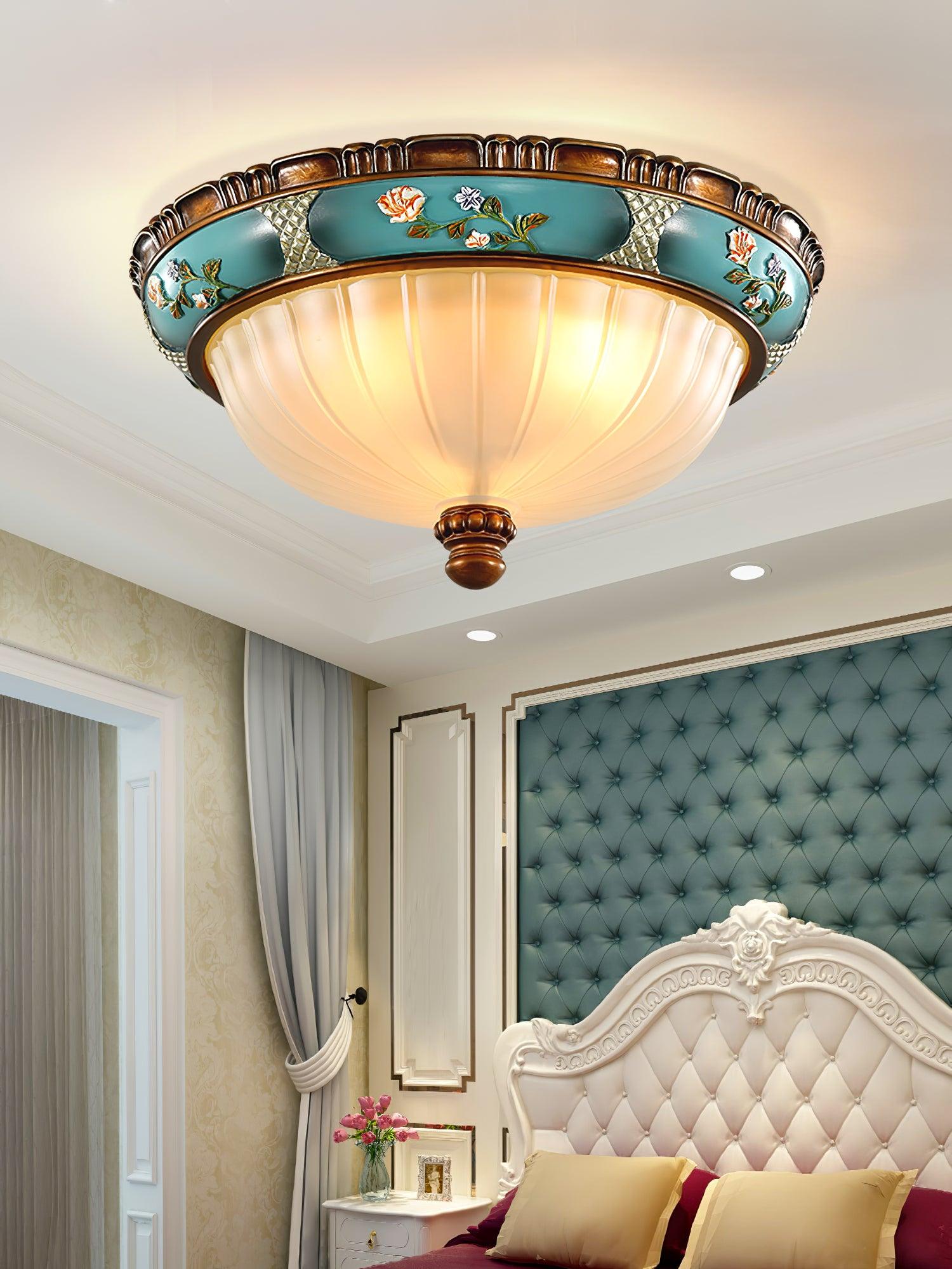 Retro Floral Resin Recessed Flush Mount Light Ceiling