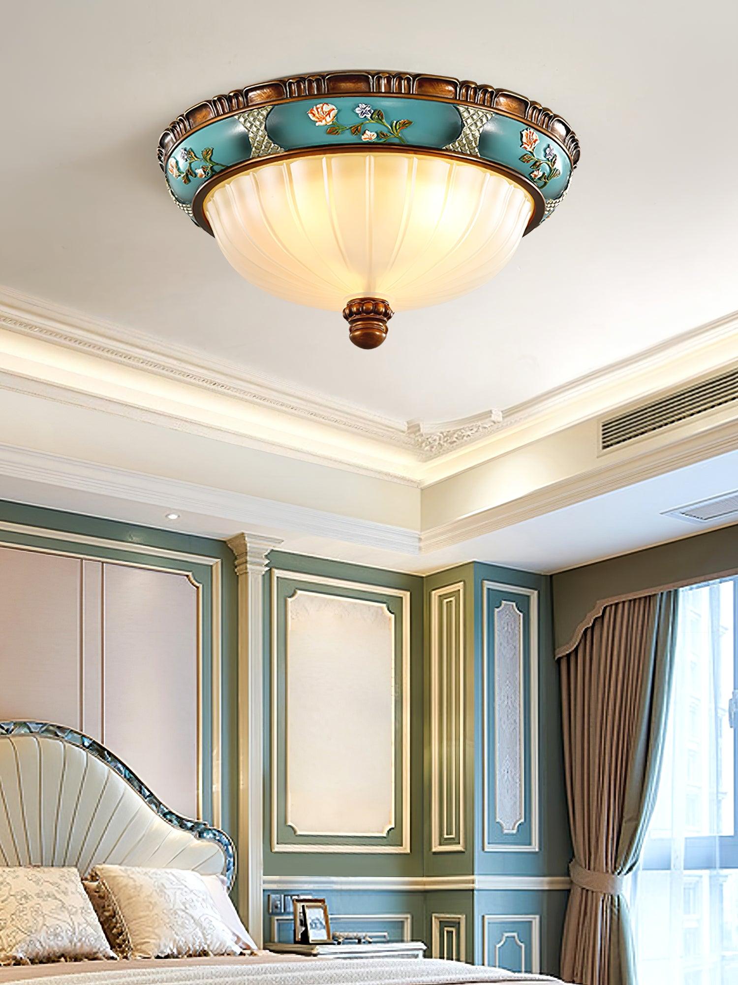 Retro Floral Resin Recessed Flush Mount Light Ceiling