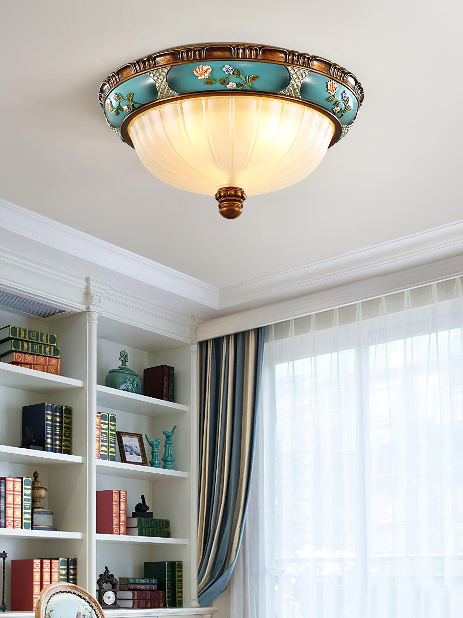 Retro Floral Resin Recessed Flush Mount Light Ceiling