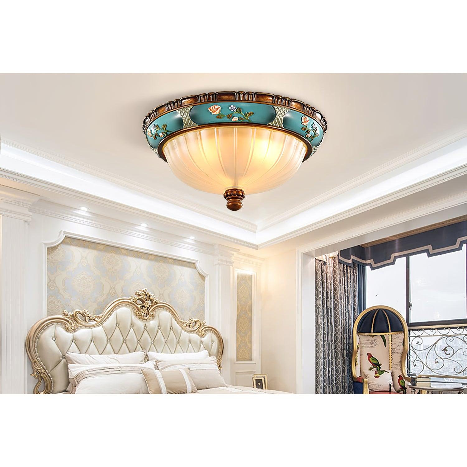 Retro Floral Resin Recessed Flush Mount Light Ceiling