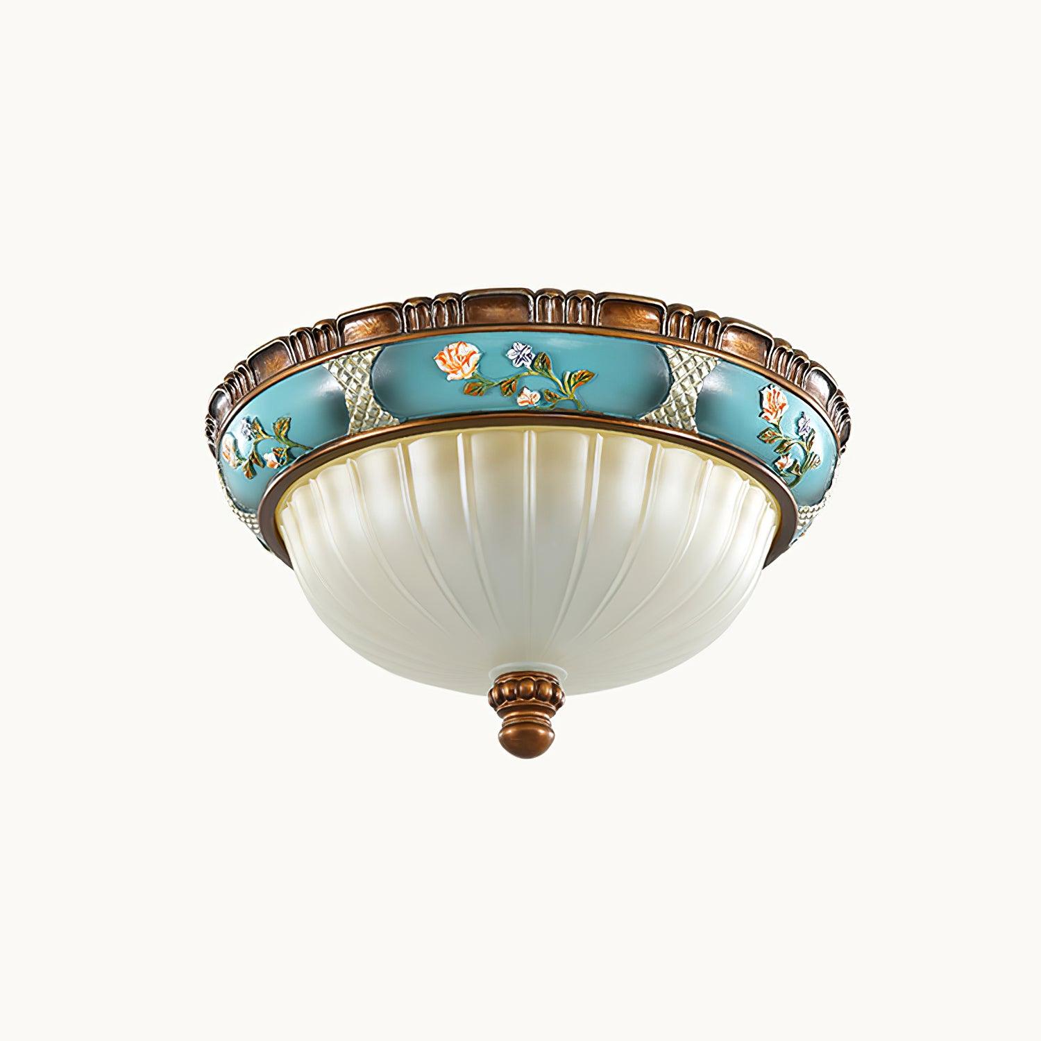 Retro Floral Resin Recessed Flush Mount Light Ceiling