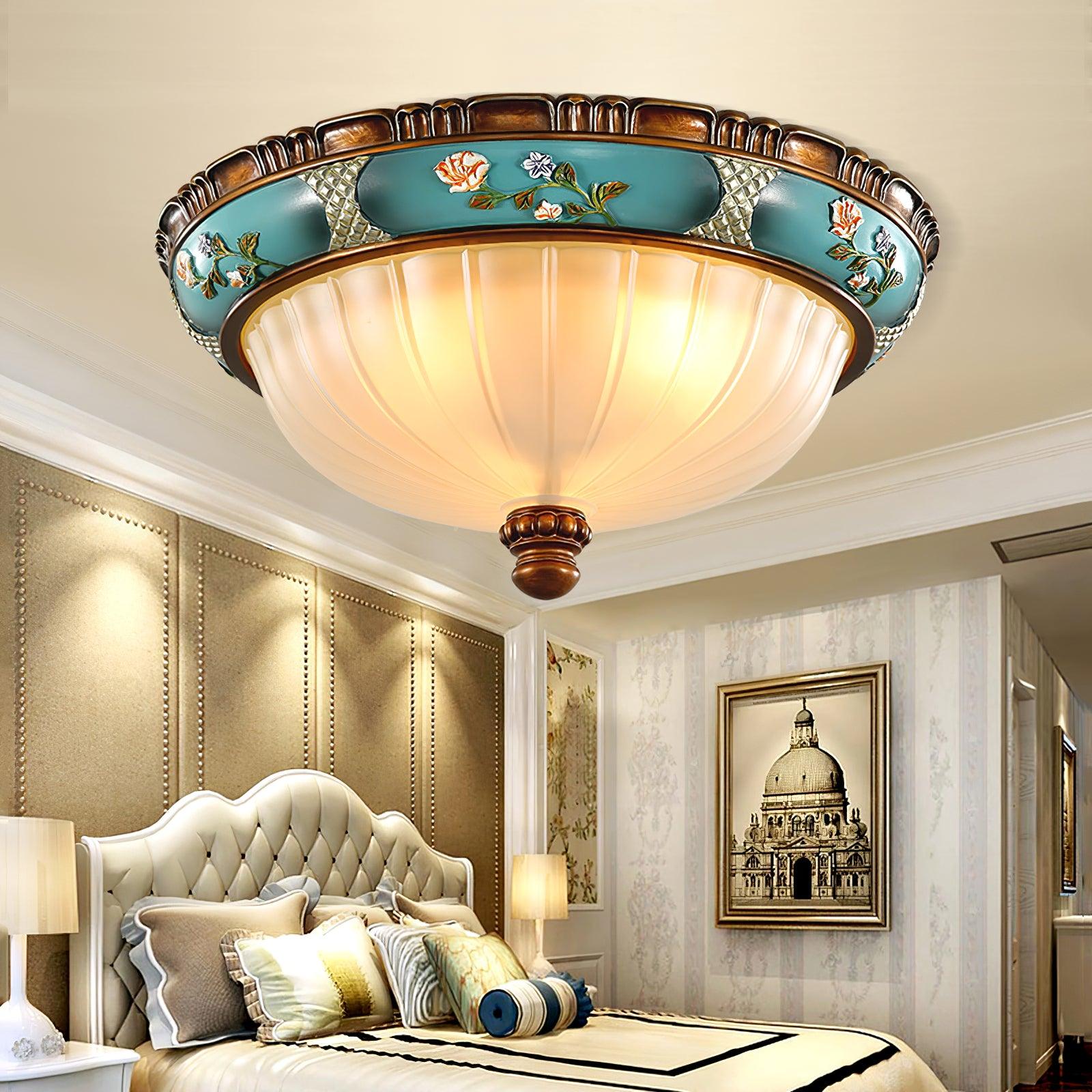 Retro Floral Resin Recessed Flush Mount Light Ceiling