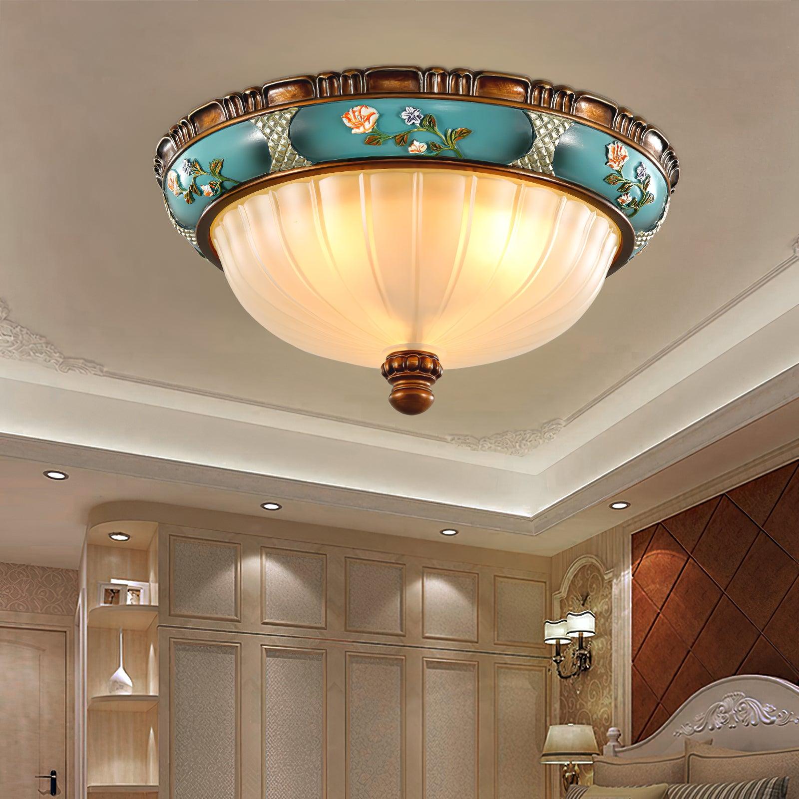 Retro Floral Resin Recessed Flush Mount Light Ceiling