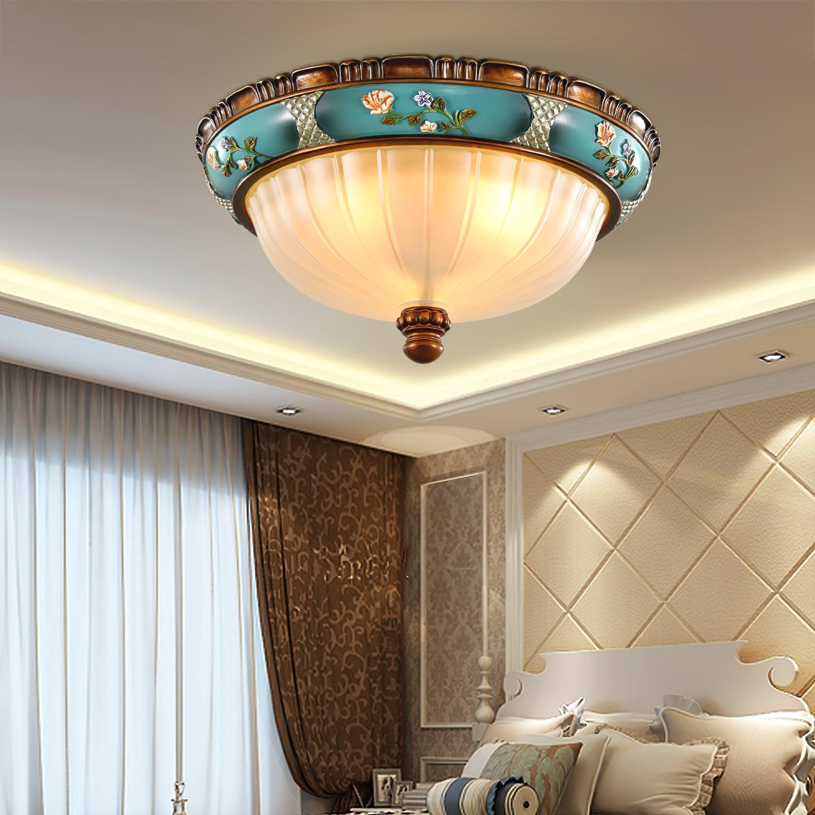 Retro Floral Resin Recessed Flush Mount Light Ceiling