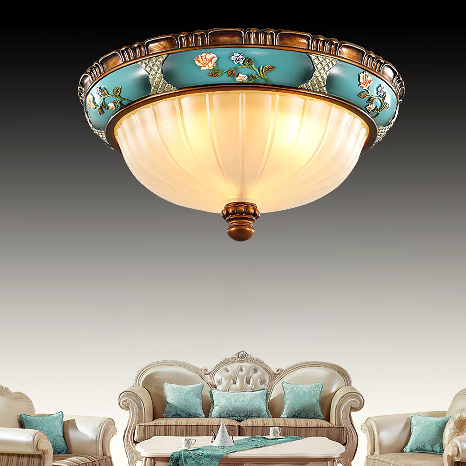 Retro Floral Resin Recessed Flush Mount Light Ceiling