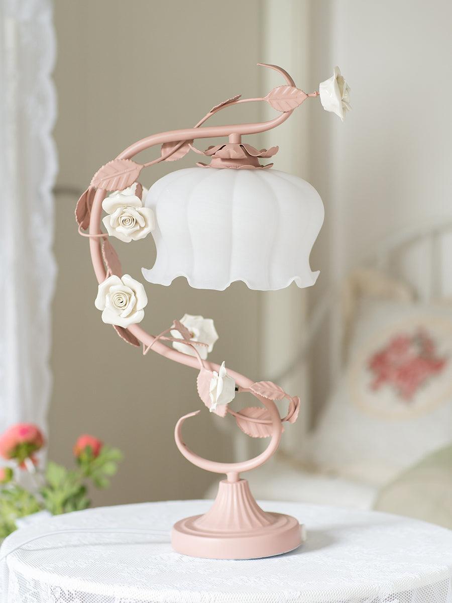 Rose Glass Gooseneck Table Lamp 12.2