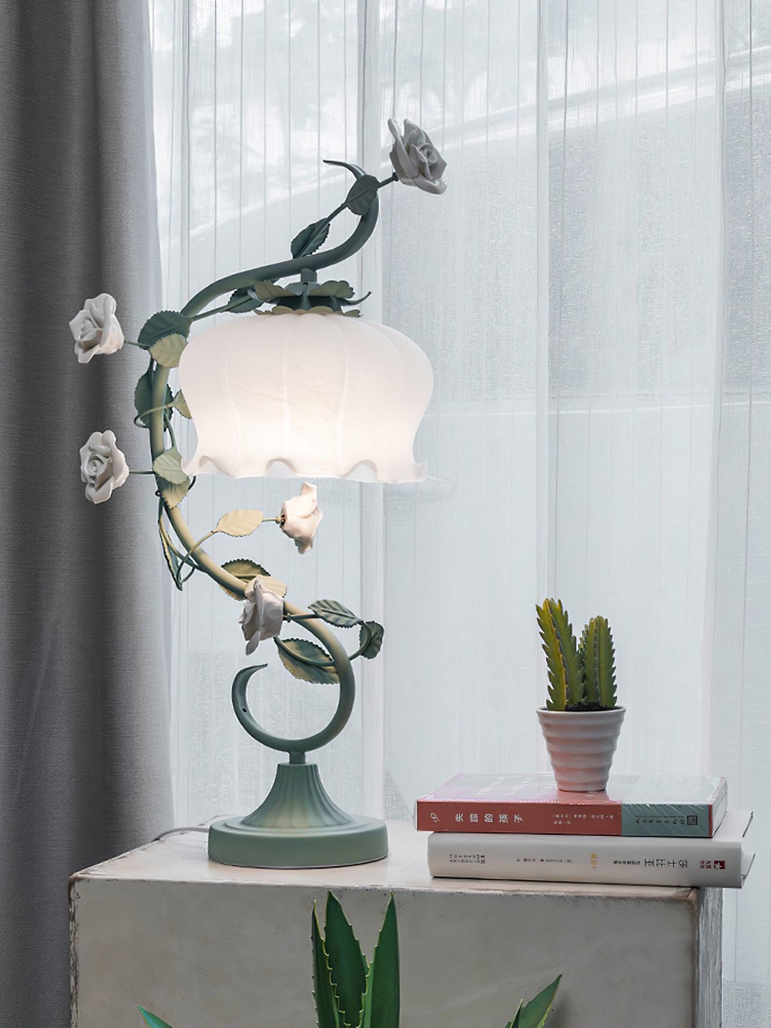 Rose Glass Gooseneck Table Lamp 12.2