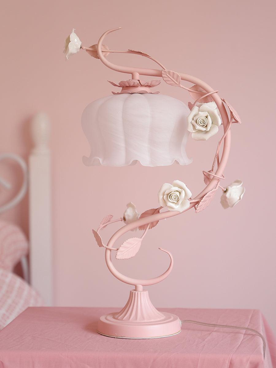Rose Glass Gooseneck Table Lamp 12.2