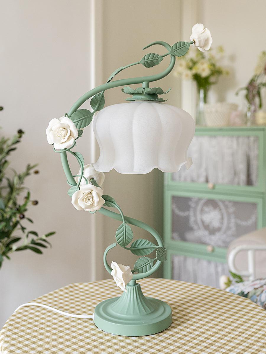 Rose Glass Gooseneck Table Lamp 12.2