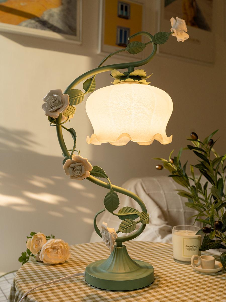 Rose Glass Gooseneck Table Lamp 12.2