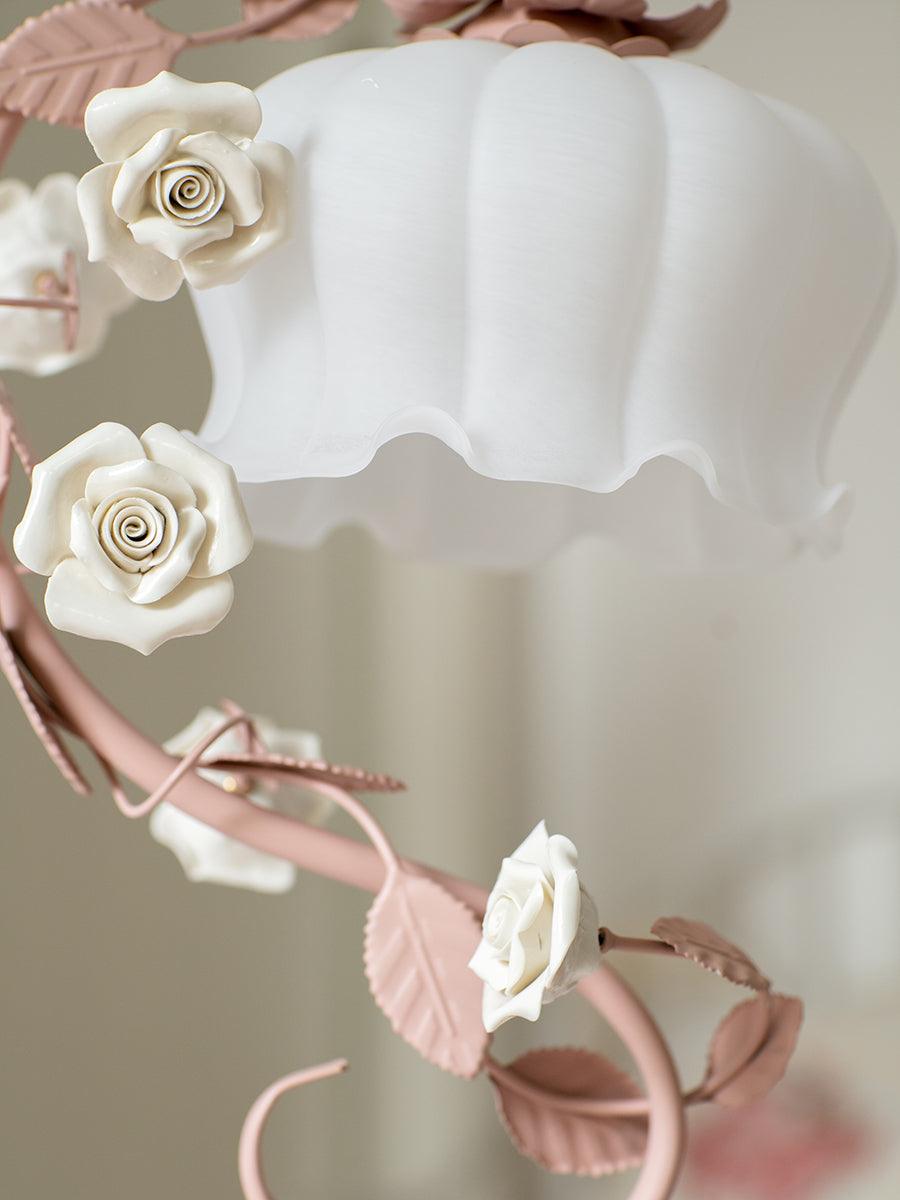 Rose Glass Gooseneck Table Lamp 12.2