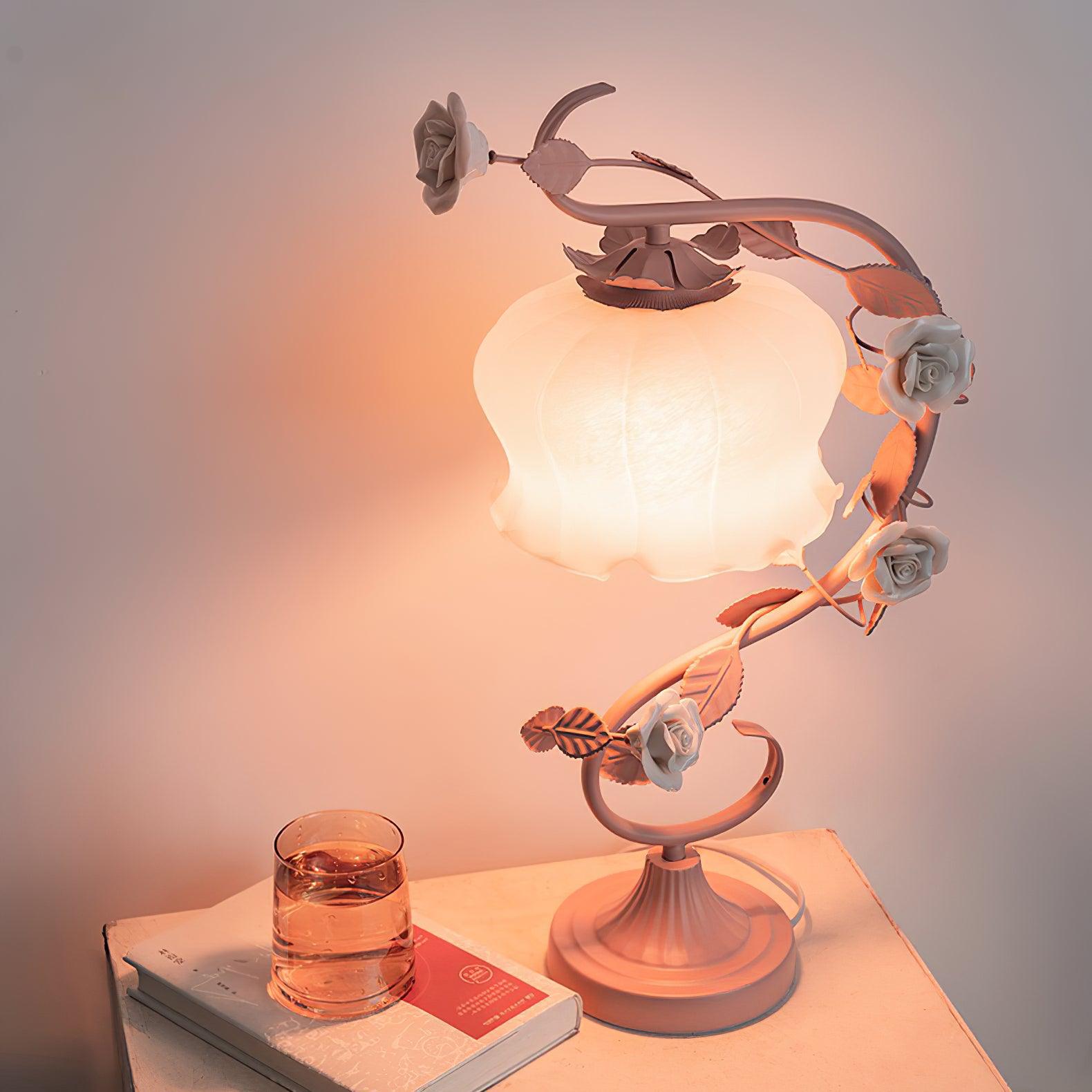 Rose Glass Gooseneck Table Lamp 12.2